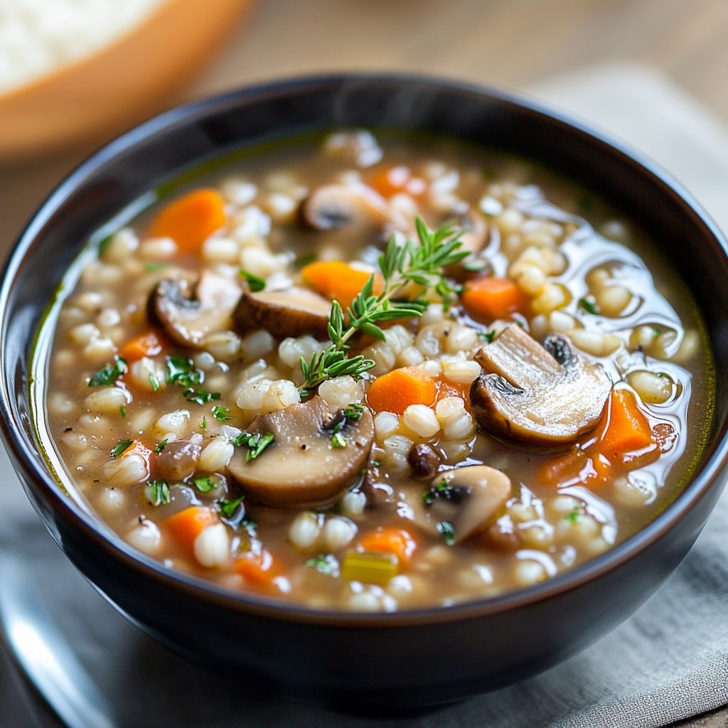 Healthy Dried Mushroom and Barley Soup