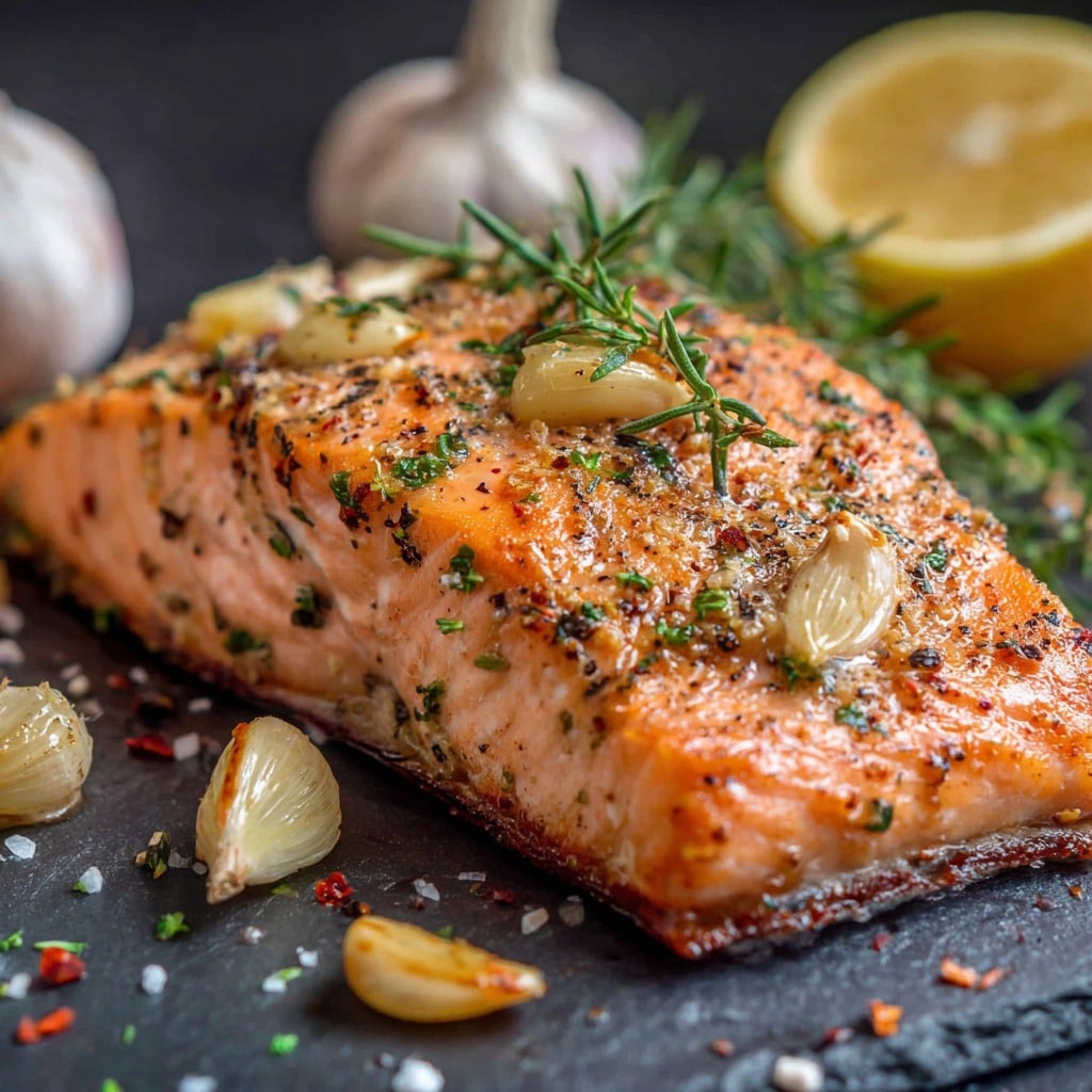 Broiled Salmon with Garlic and Dijon
