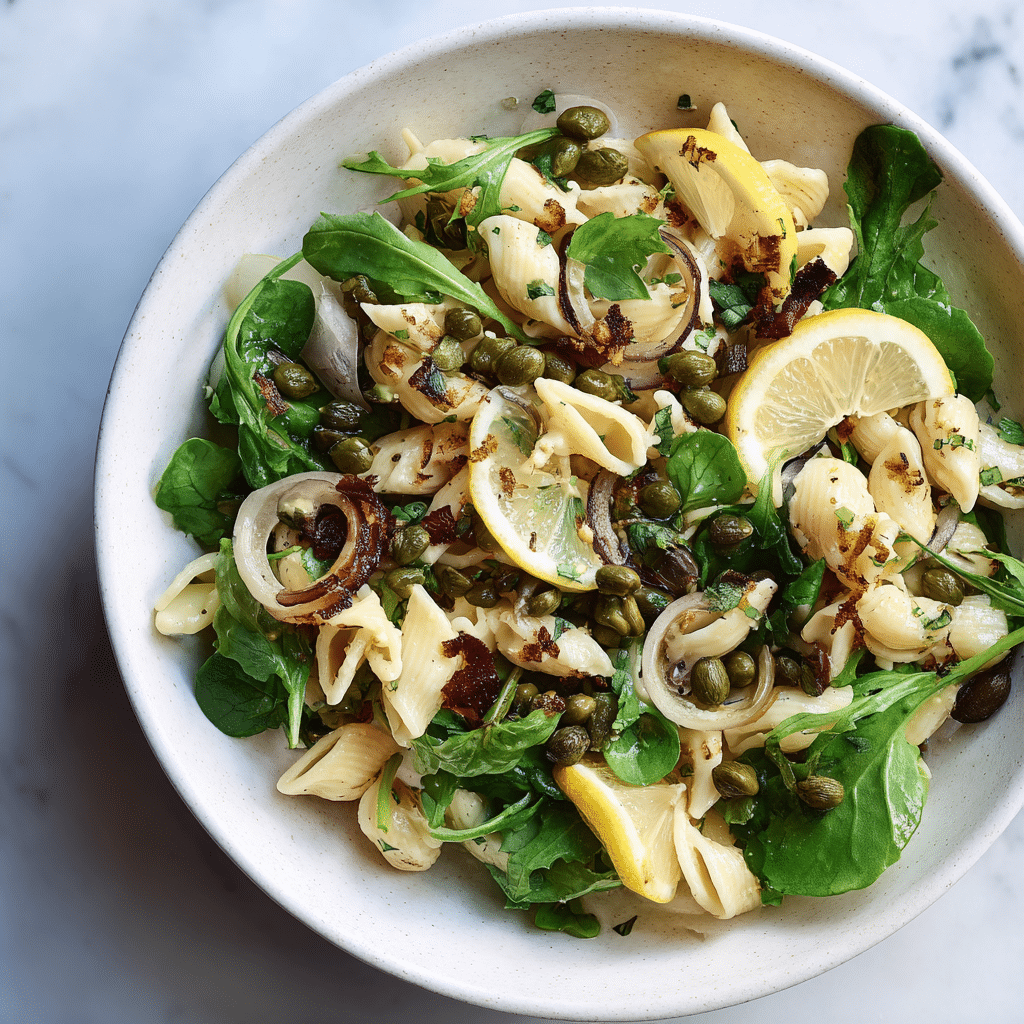 Lemony Pasta Salad with Crisped Capers