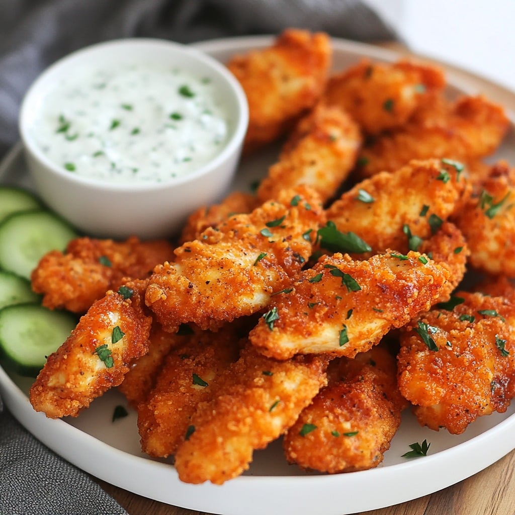 Buffalo Chicken Appetizer with Cucumber Ranch Dressing
