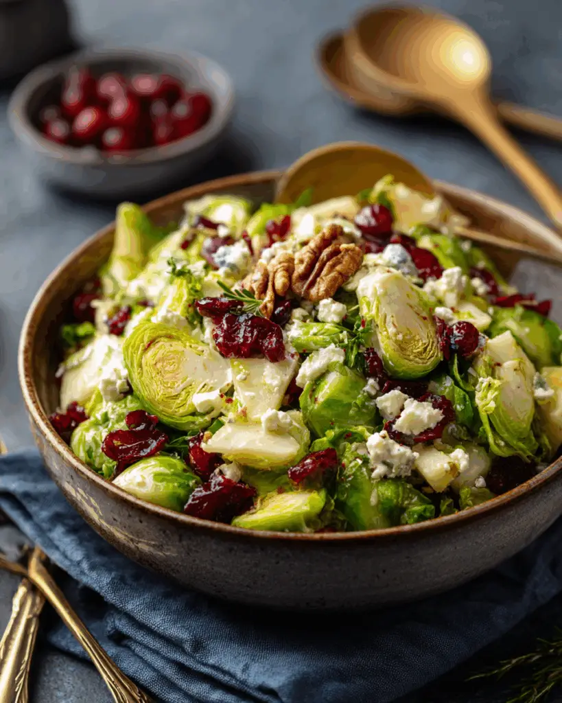 Sweet and Tangy Apple Cranberry Brussels Sprouts Salad for Rosh Hashanah