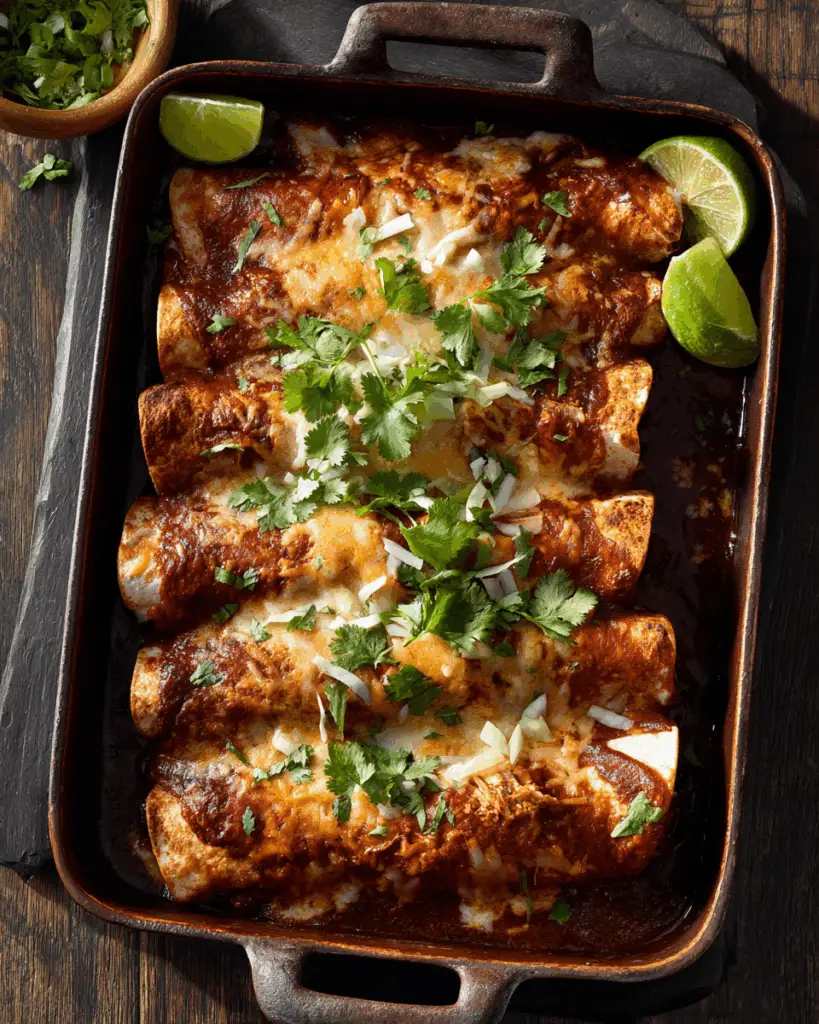 Savory Chicken Mole Enchiladas with a Delicious Twist