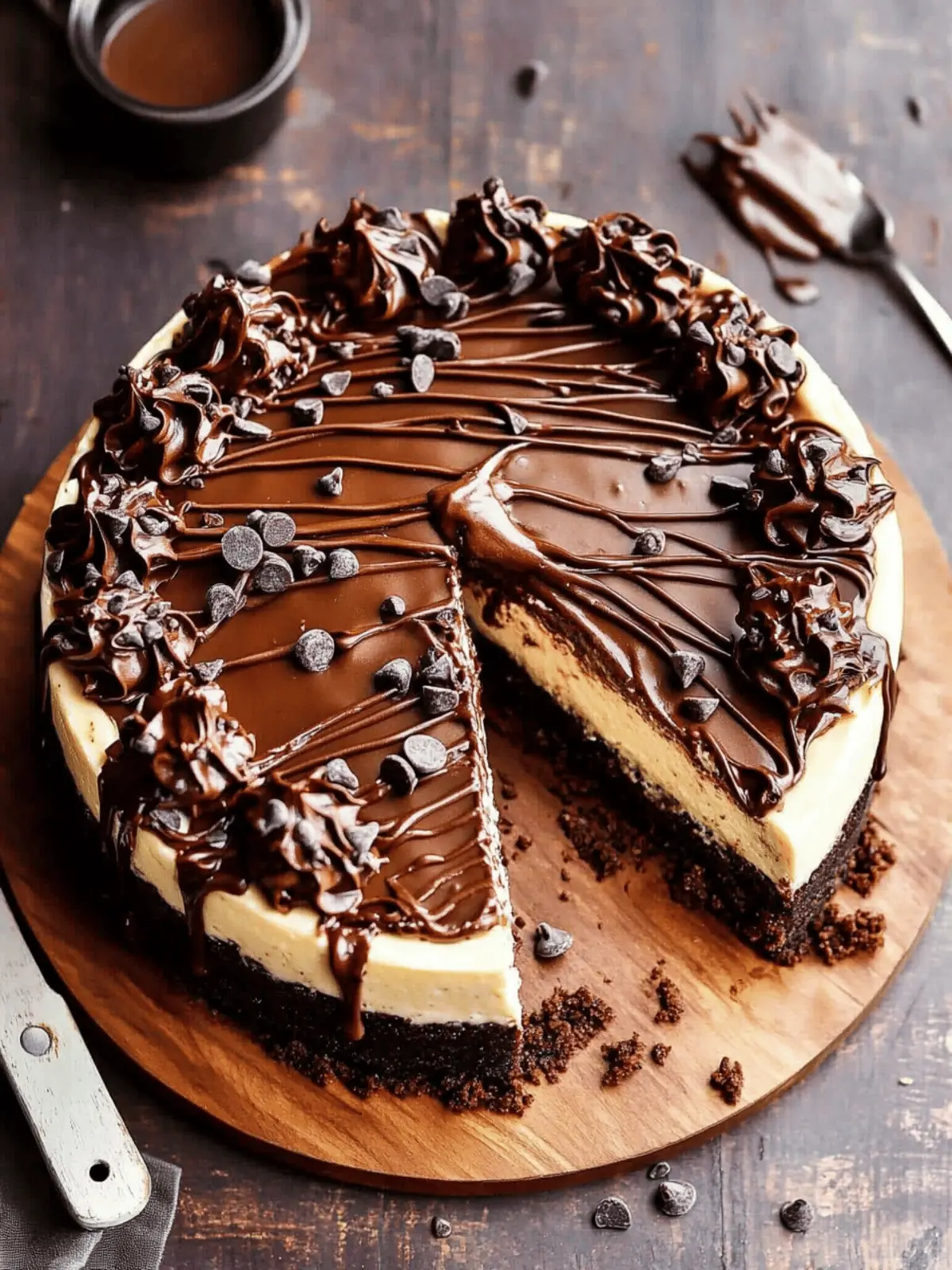 Brownie Bottom Chocolate Chip Cheesecake