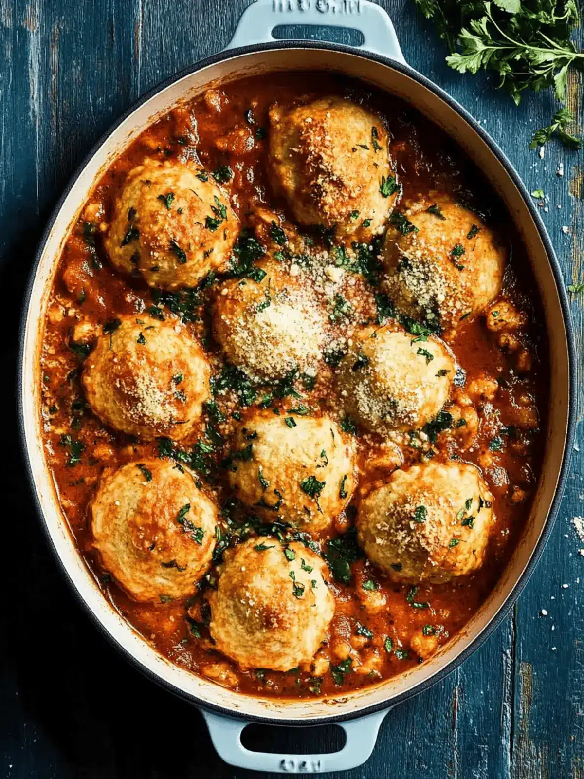 Chicken arrabbiata stew & parmesan dumplings