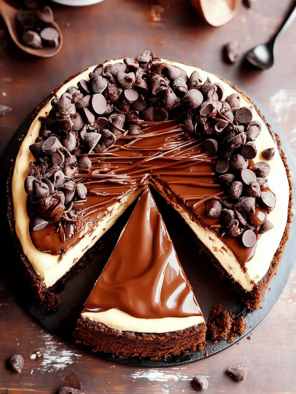 Brownie Bottom Chocolate Chip Cheesecake