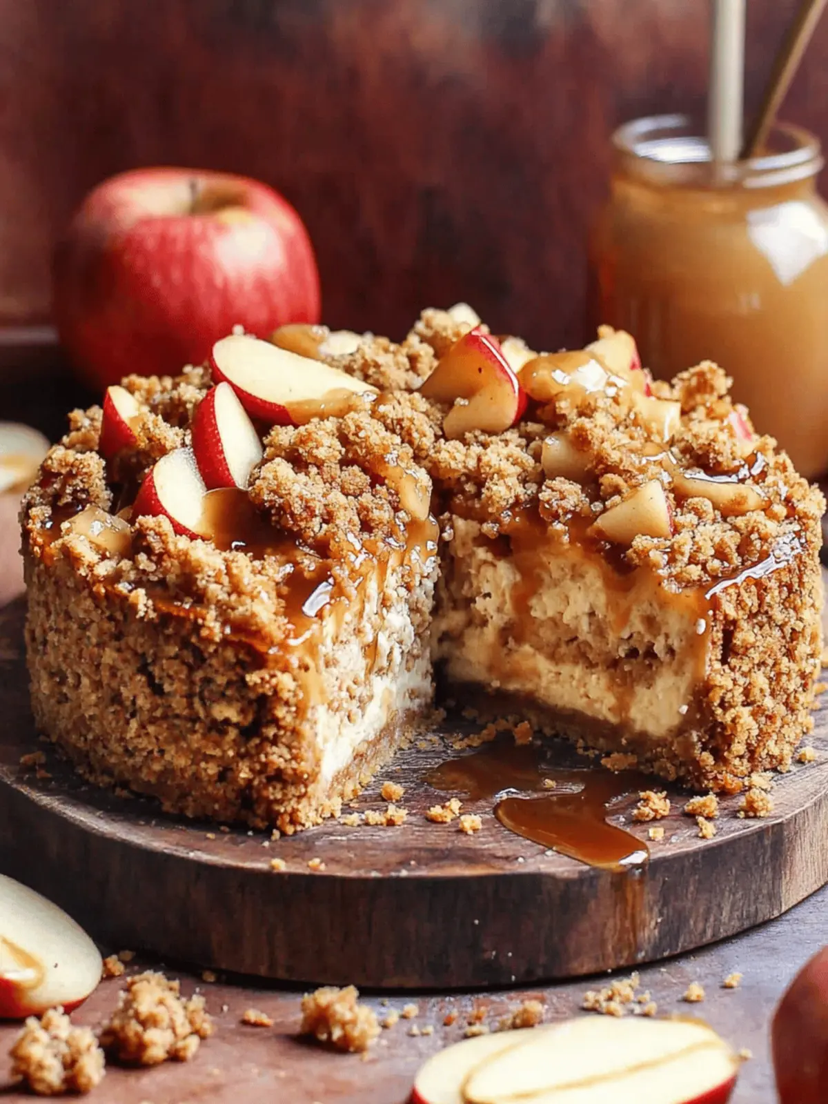Caramel Apple Crumble Cheesecake