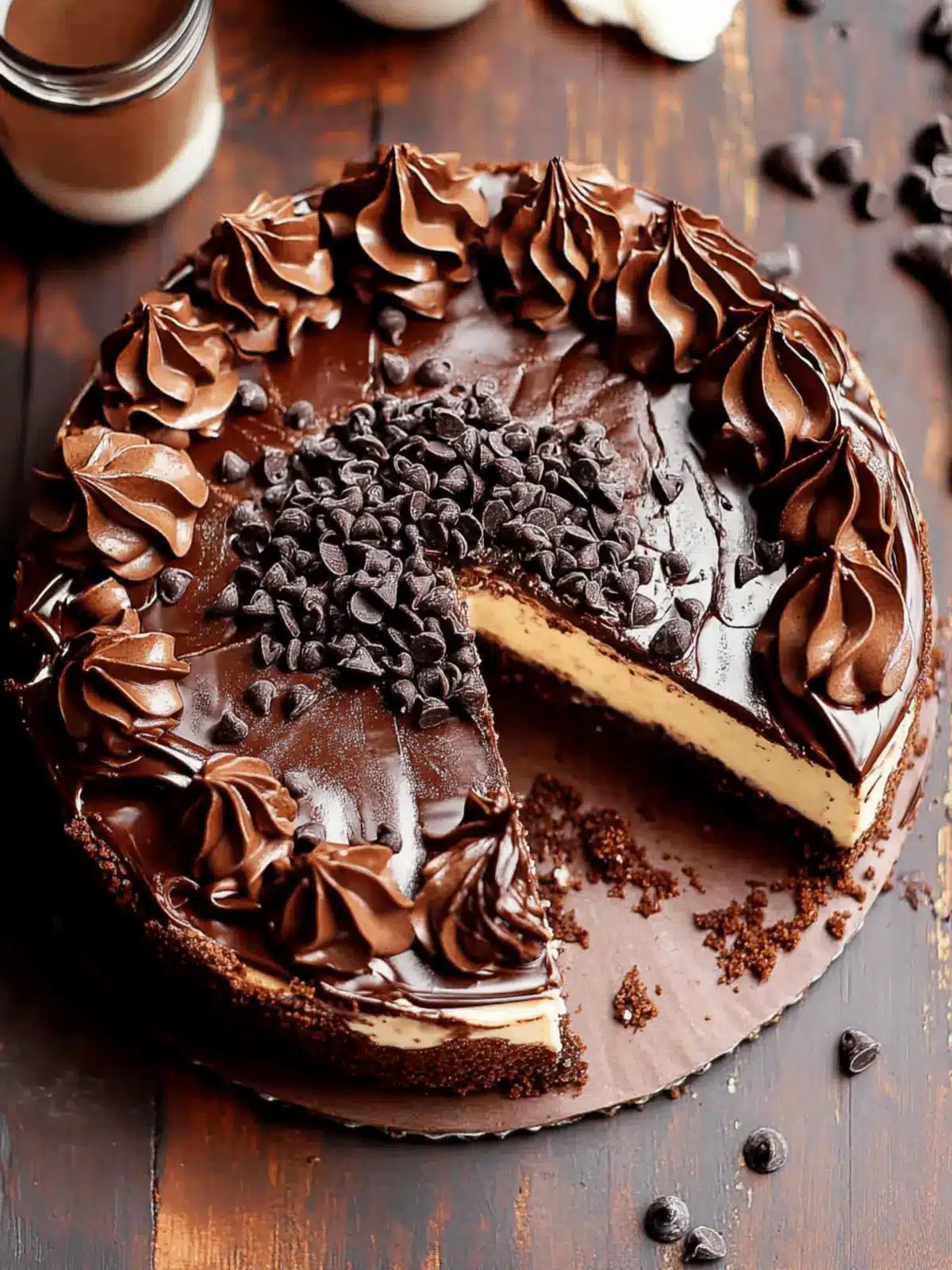 Brownie Bottom Chocolate Chip Cheesecake