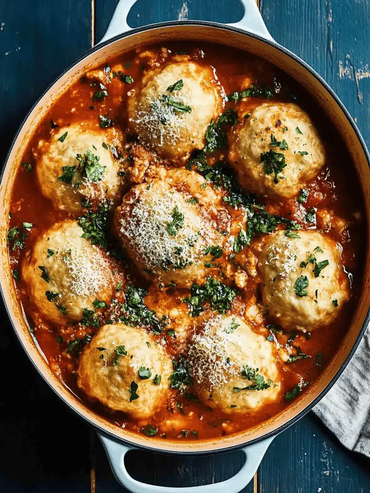 Chicken arrabbiata stew & parmesan dumplings