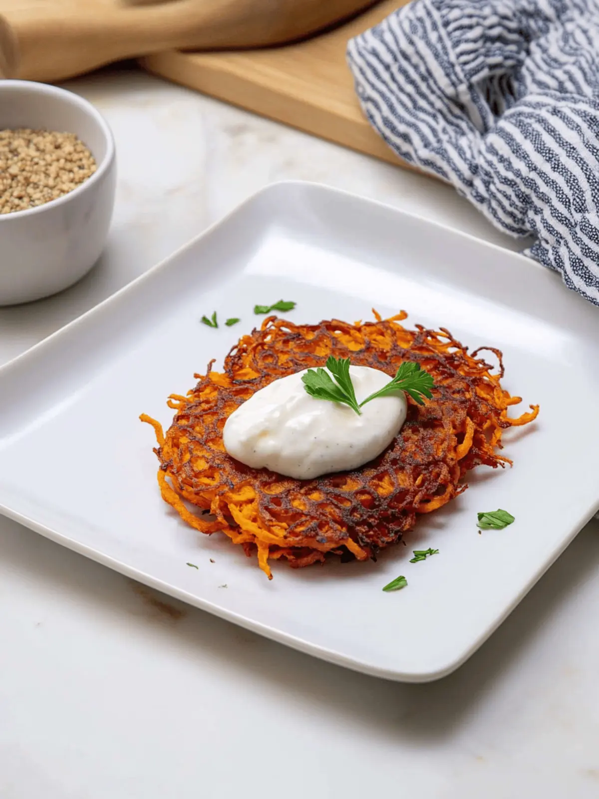 Spiralized Sweetpotato Latkes: Crispy Vegan Delight at Home 3 Spiralized Sweetpotato Latkes