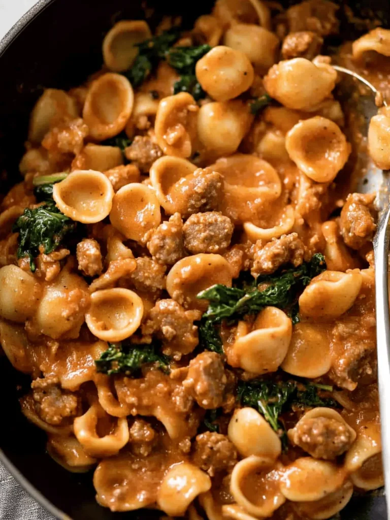 Orecchiette Sausage Pasta in creamy tomato sauce