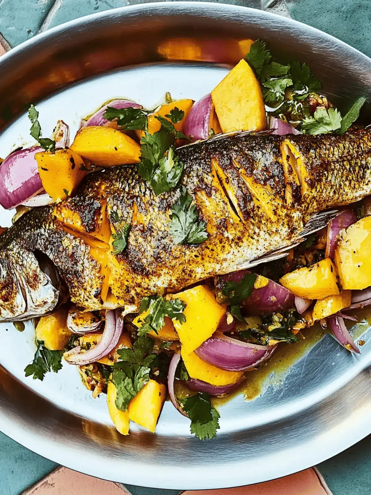 Grilled Spiced Snapper With Mango and Red Onion Salad
