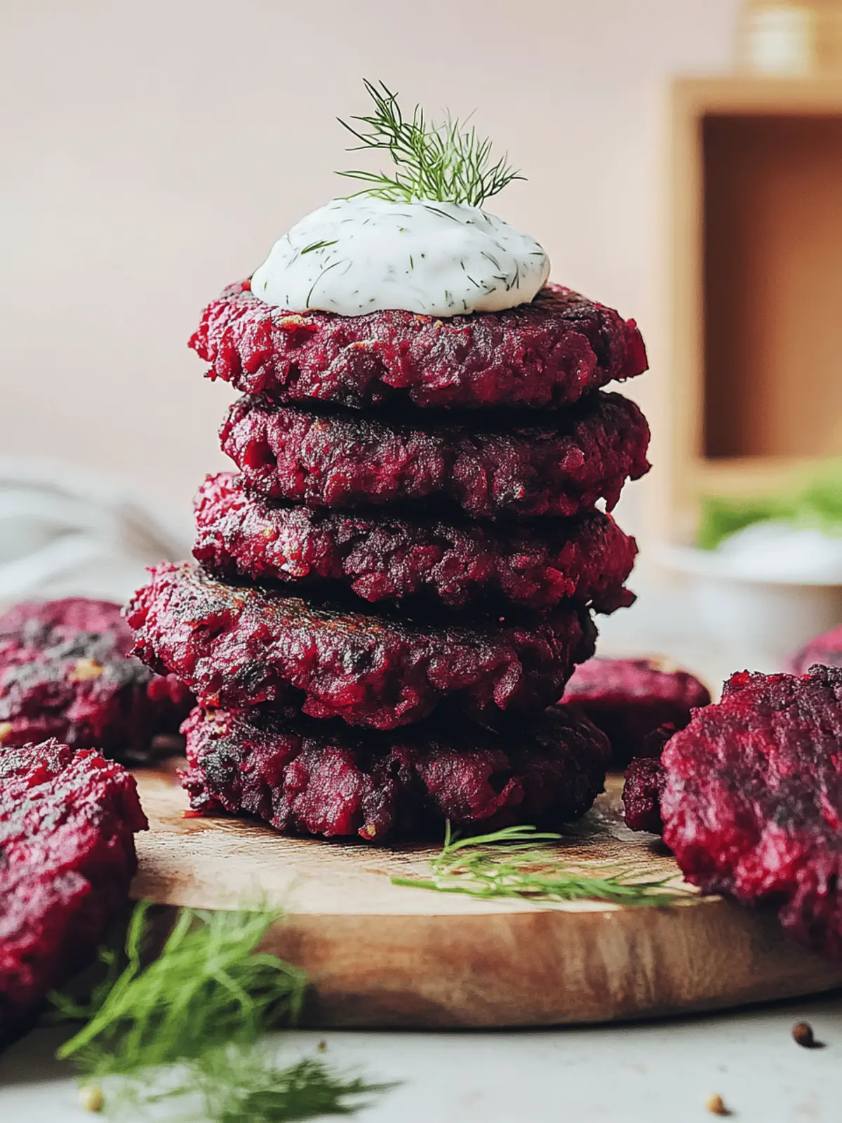 Easy Beet Fritters with Dill Yogurt Sauce