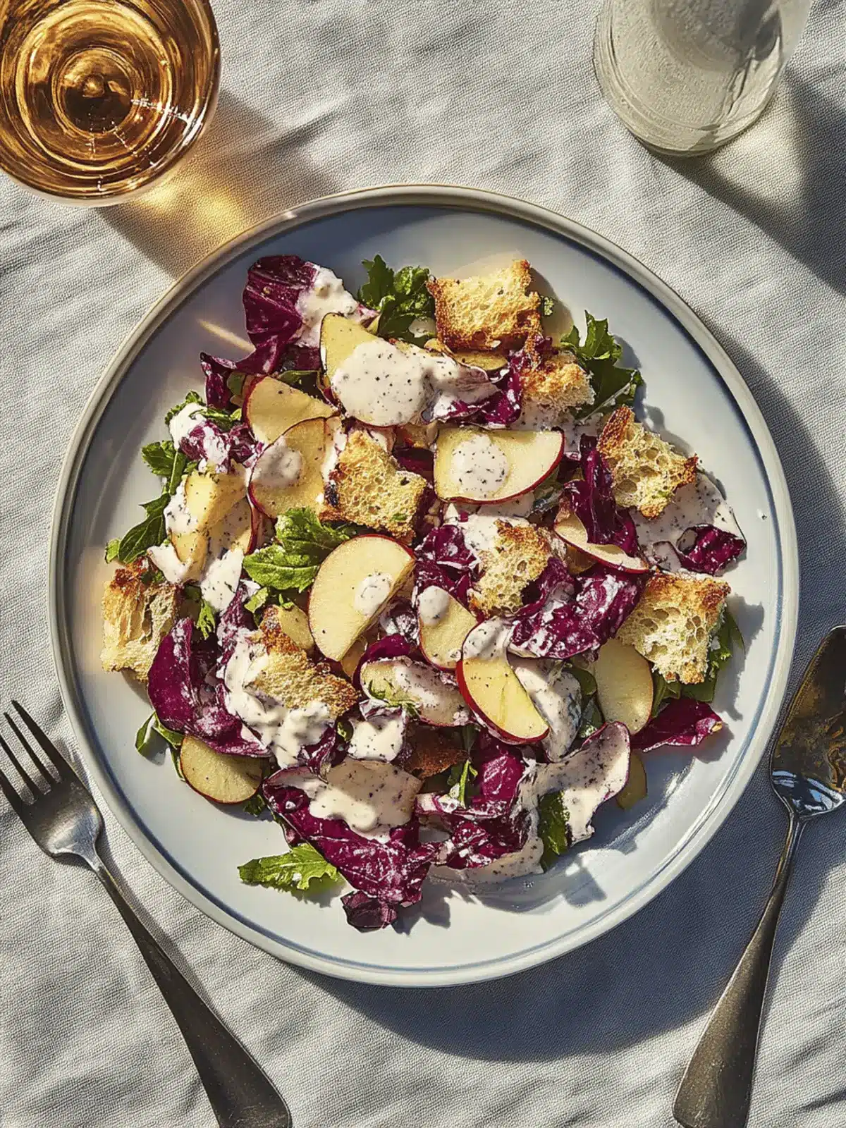 Radicchio and Apple Salad With Mustardy Croutons