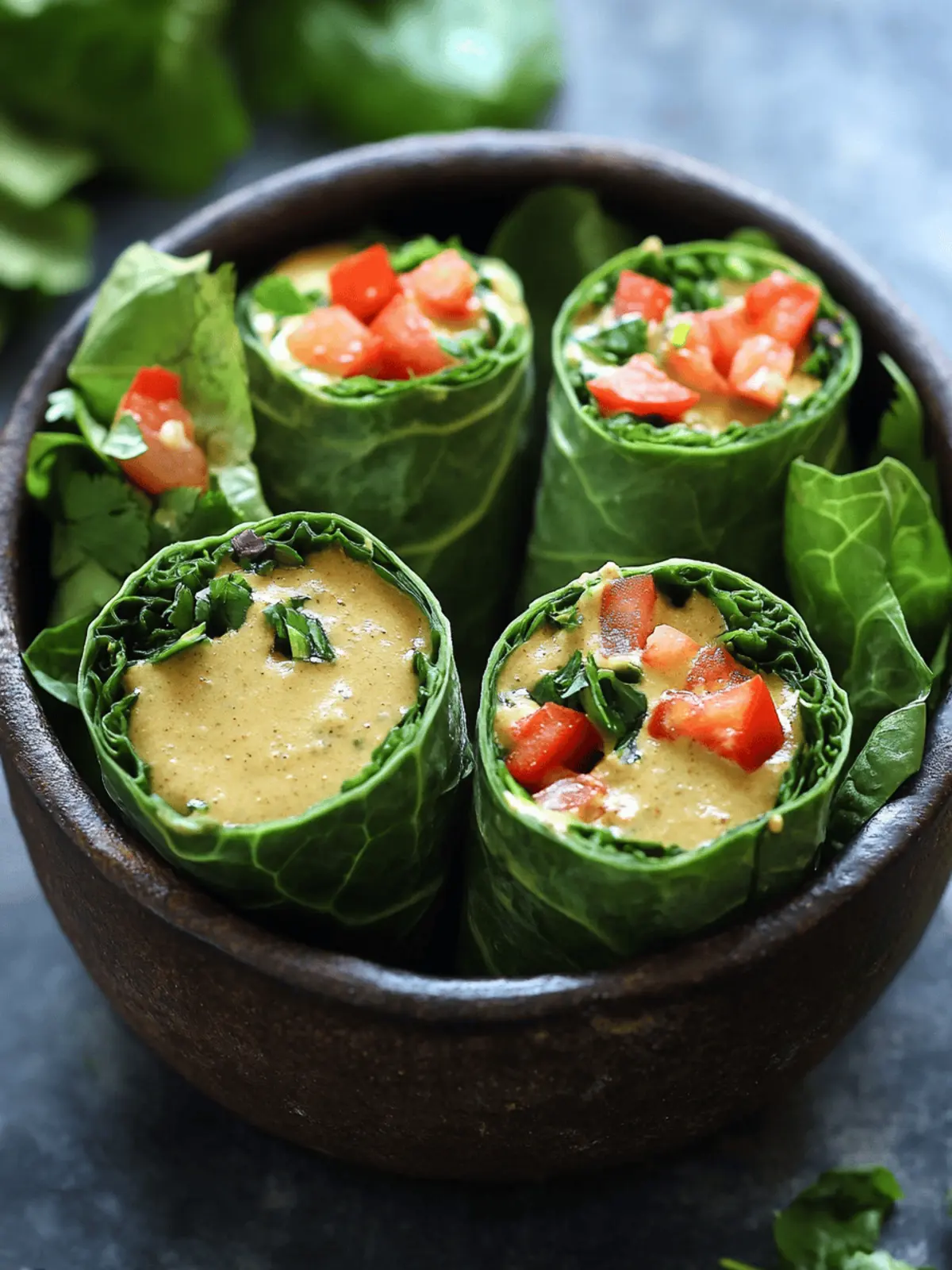 Collard Green Wraps with Green Curry Tahini Sauce