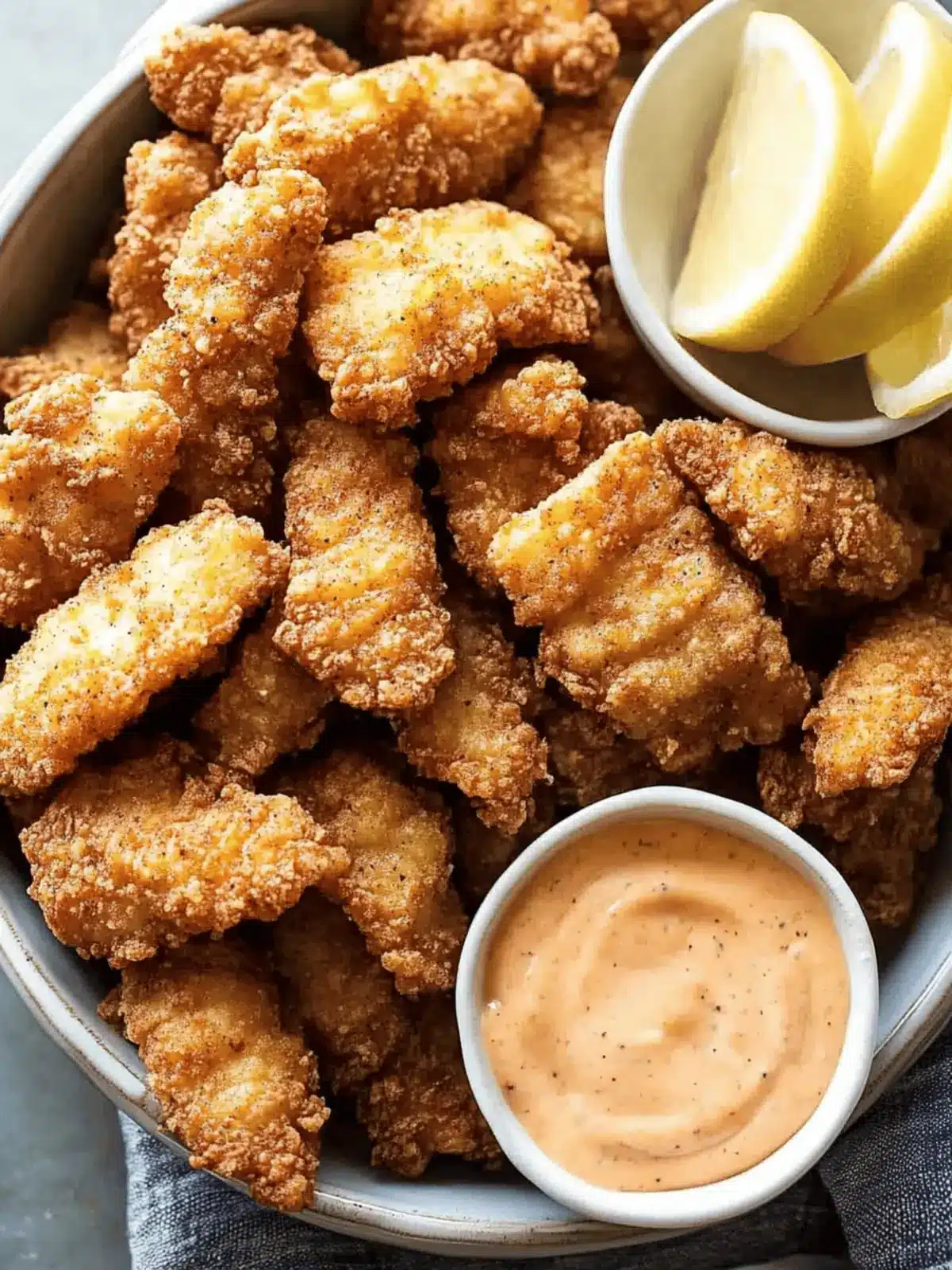 Crispy Catfish Nuggets with Cajun Dipping Sauce