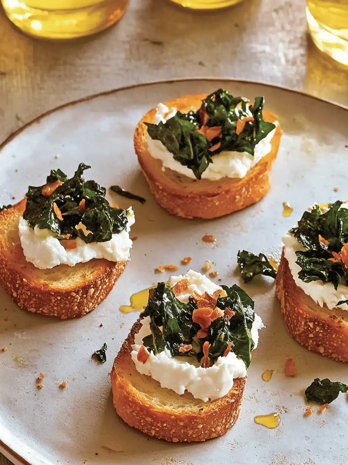 Melt-in-Your-Mouth Broiled Goat Cheese Toasts with Marinated Greens 5 Broiled Goat Cheese Toasts With Marinated Greens