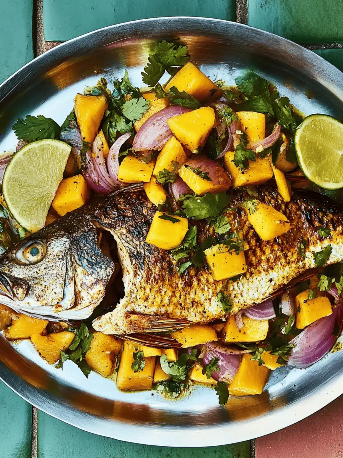 Grilled Spiced Snapper With Mango and Red Onion Salad