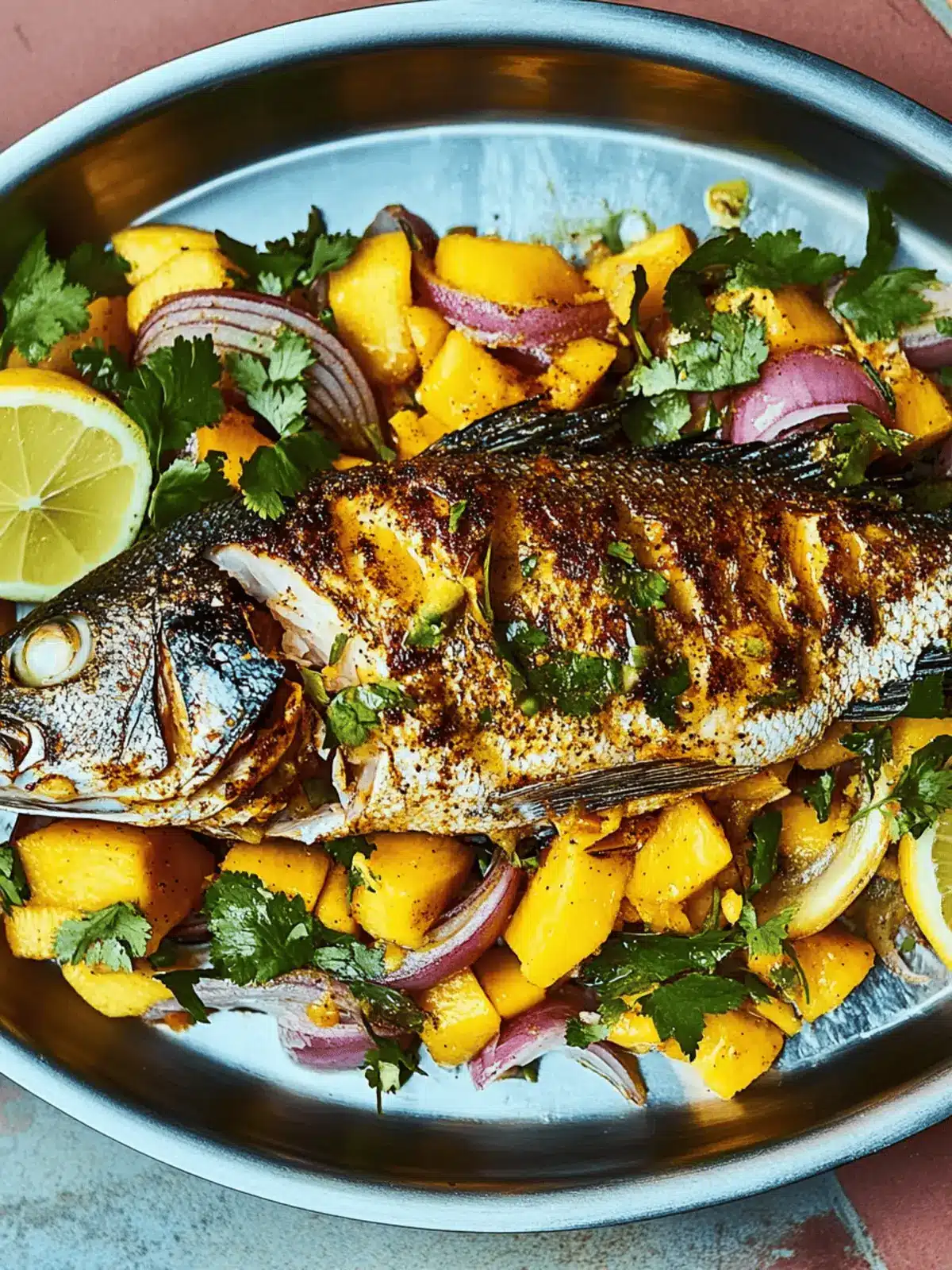 Grilled Spiced Snapper With Mango and Red Onion Salad