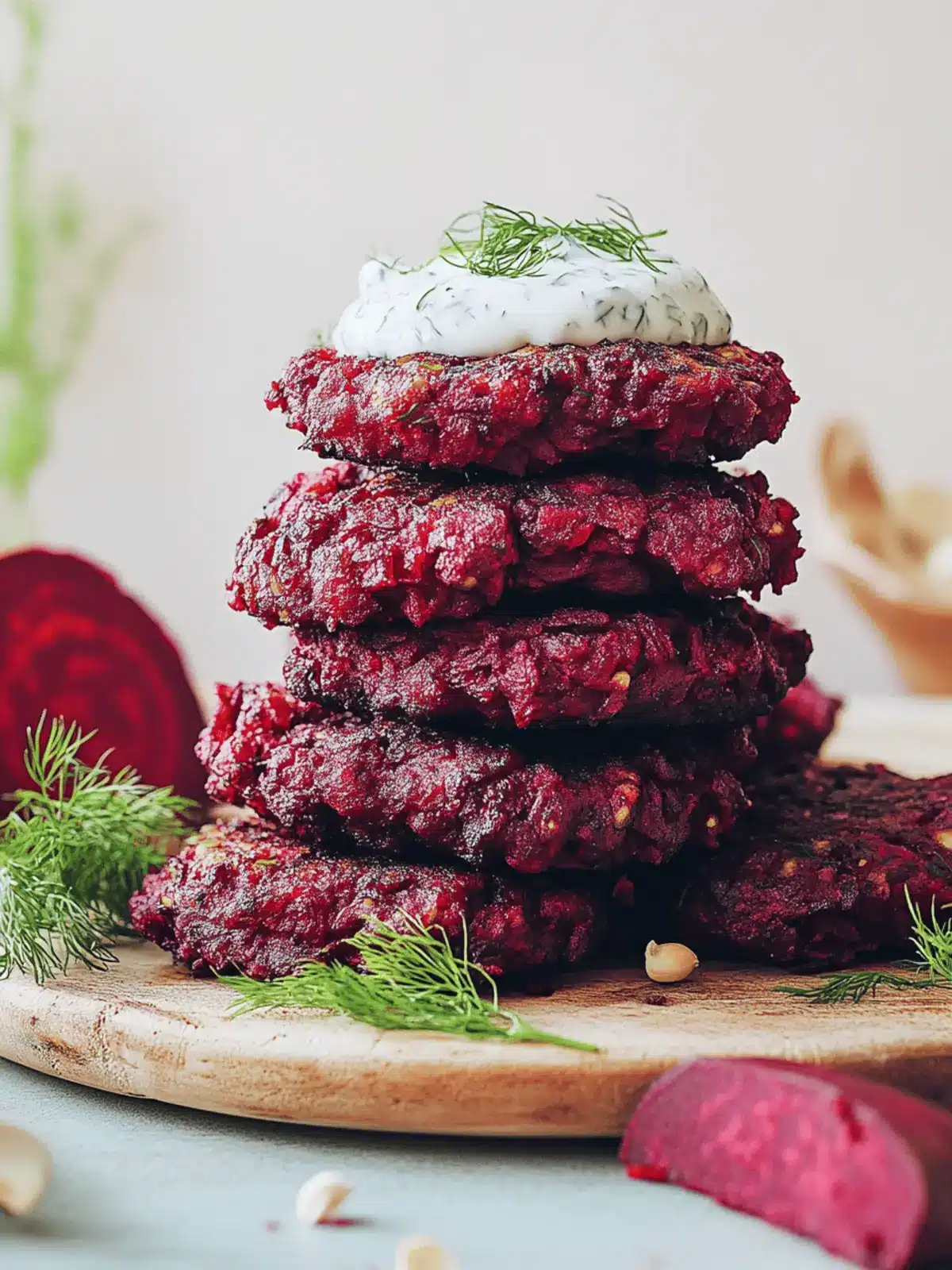 Easy Beet Fritters with Dill Yogurt Sauce
