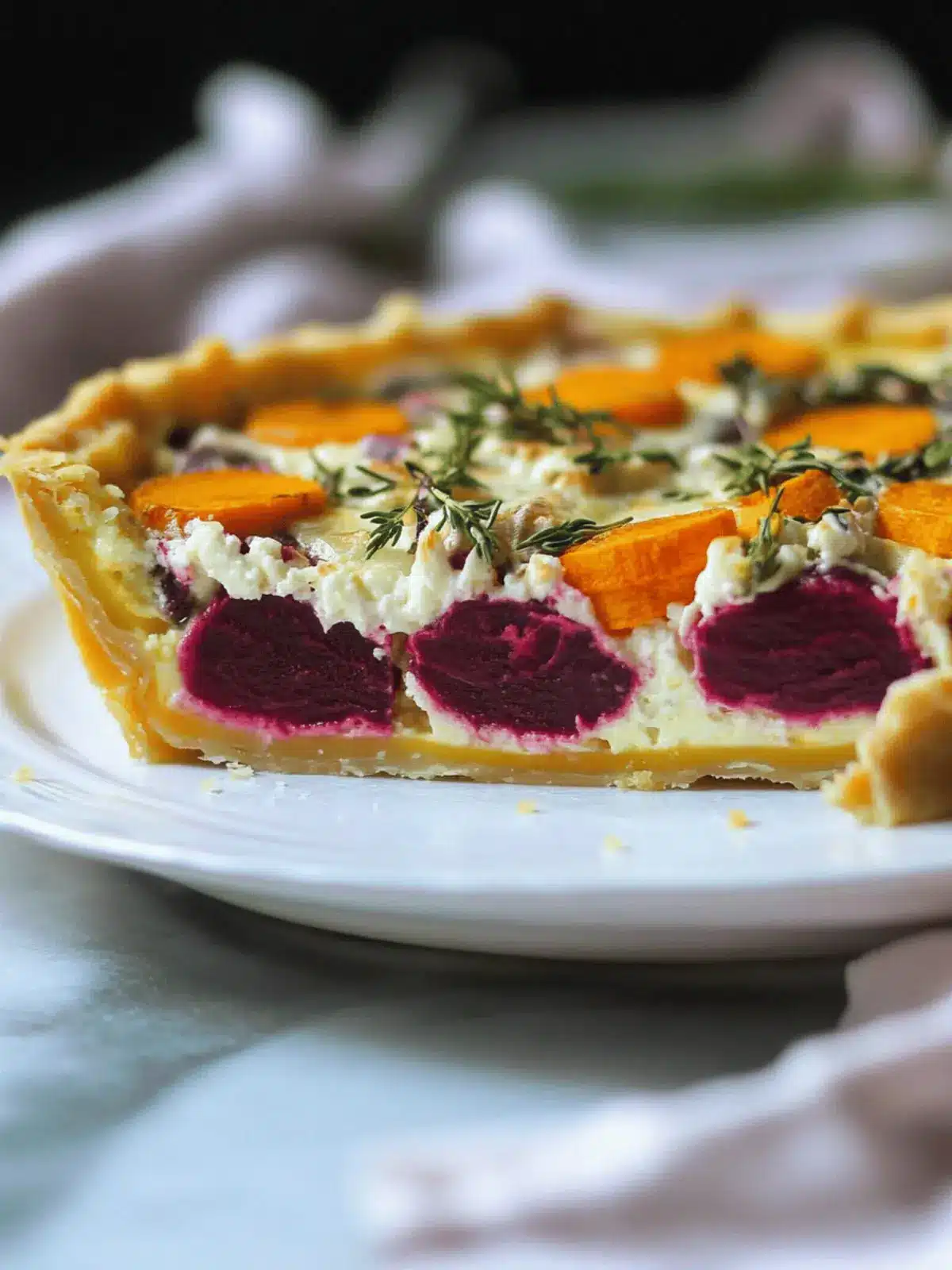 Beet and Goat Cheese Sweetpotato Quiche