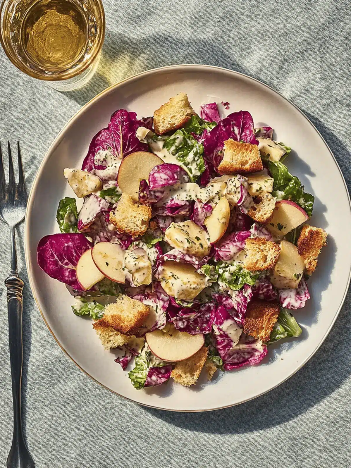 Radicchio and Apple Salad With Mustardy Croutons