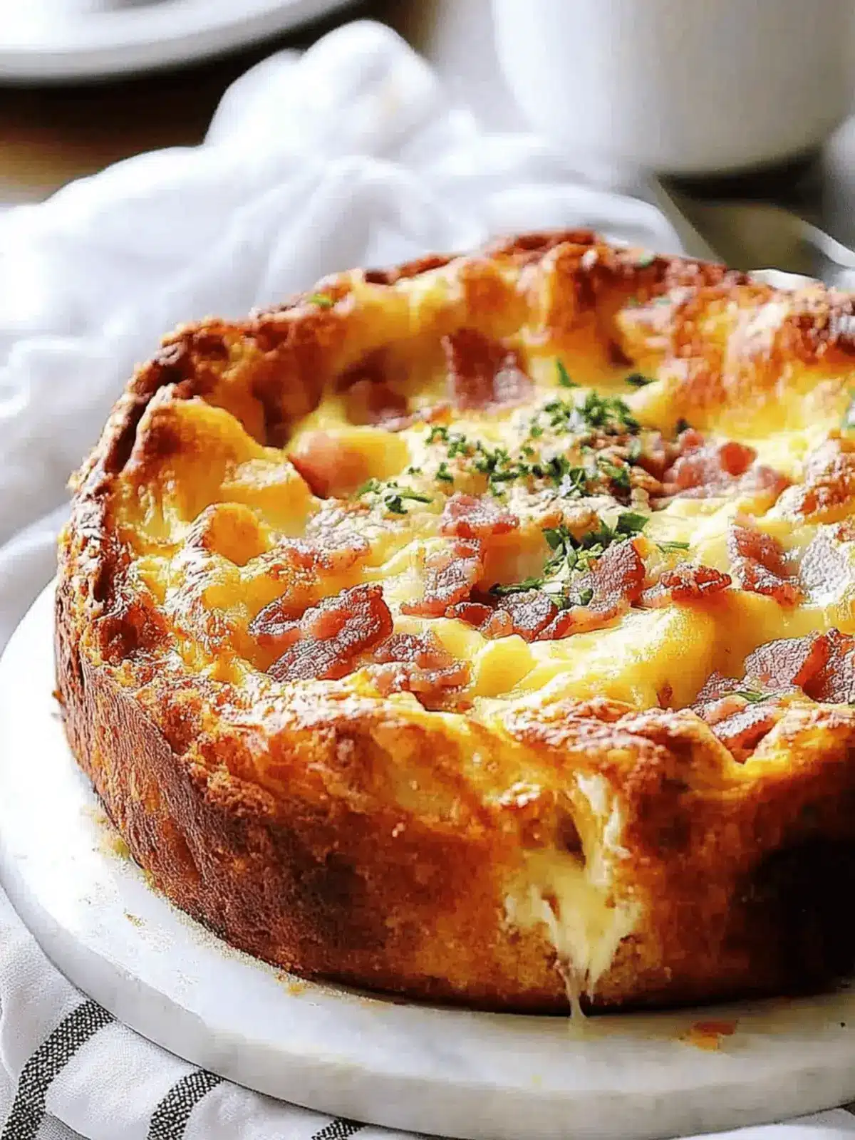 Cheese & bacon strata cake – breakfast casserole!