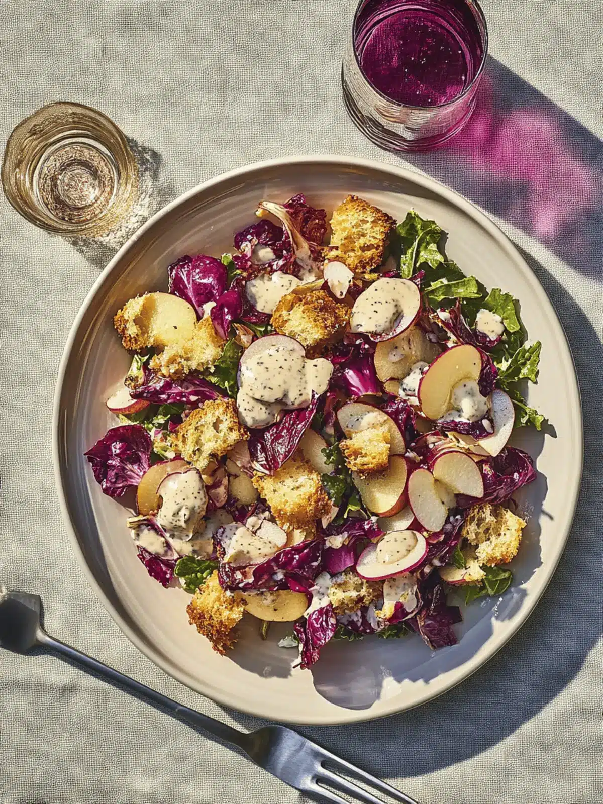 Radicchio and Apple Salad With Mustardy Croutons