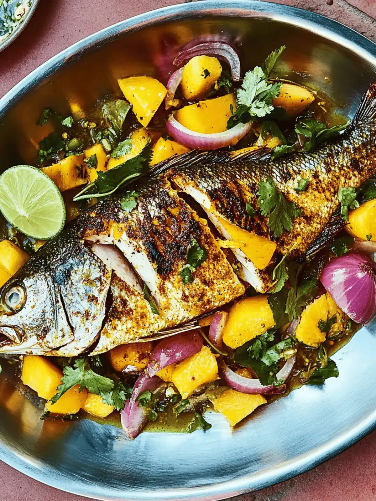 Grilled Spiced Snapper With Mango and Red Onion Salad