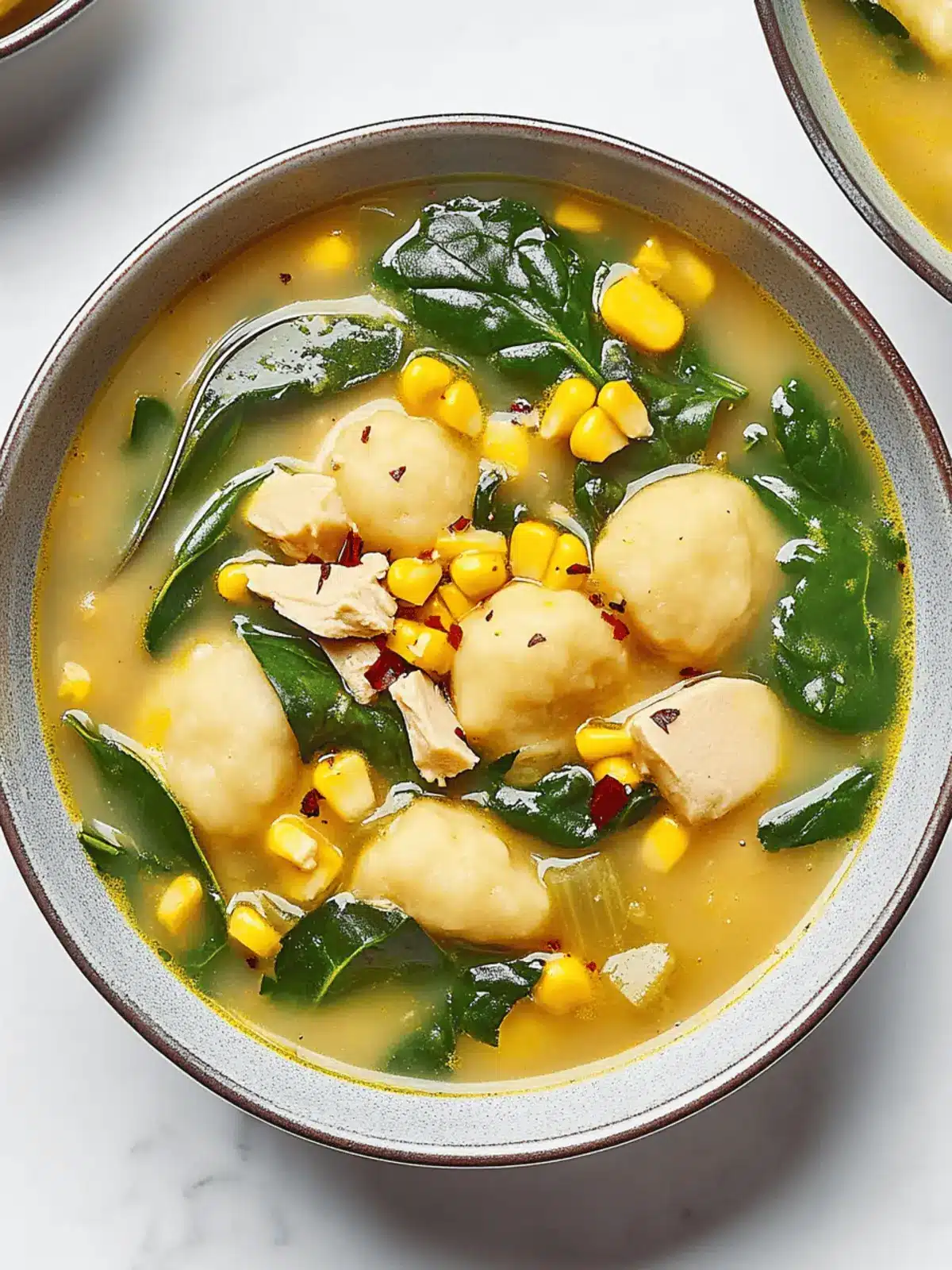 Delicious Azafrán Soup with Spinach & Cornmeal Dumplings 4 Azafrán Soup With Spinach Greens and Yellow Cornmeal Dumplings