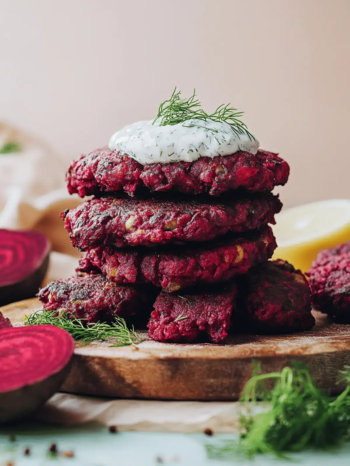 Easy Beet Fritters with Dill Yogurt Sauce