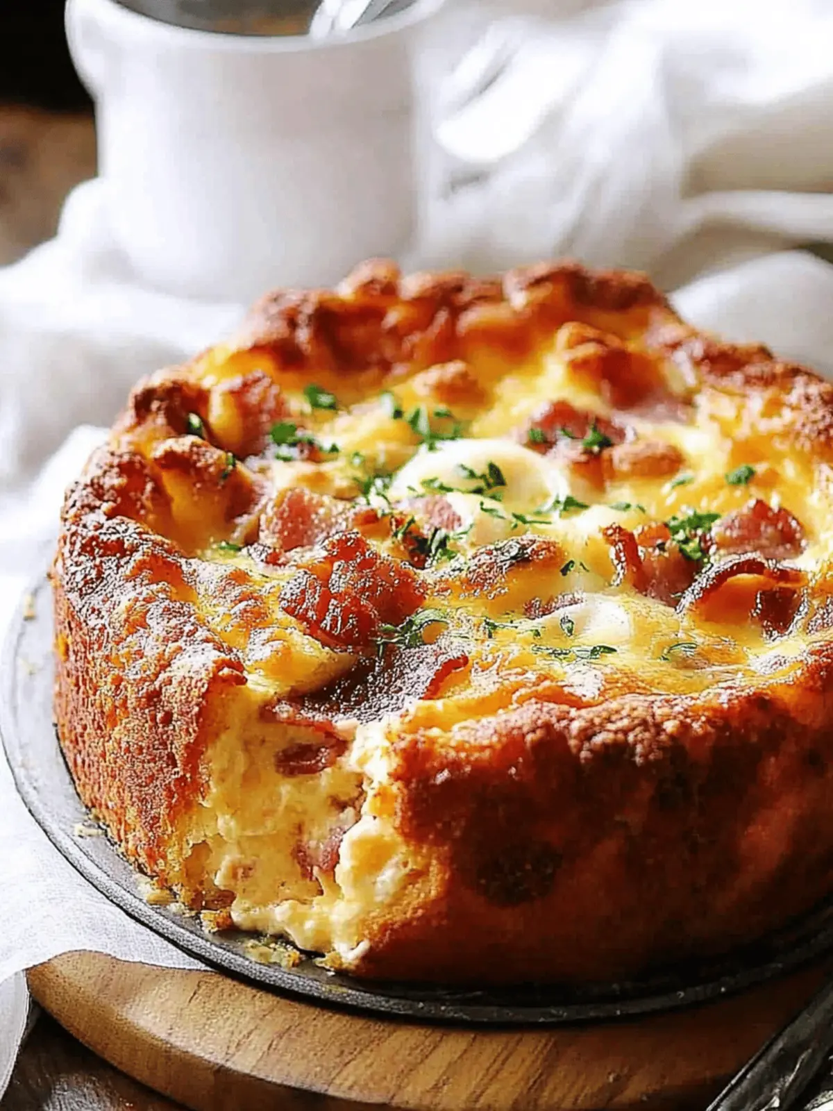 Cheese & bacon strata cake – breakfast casserole!