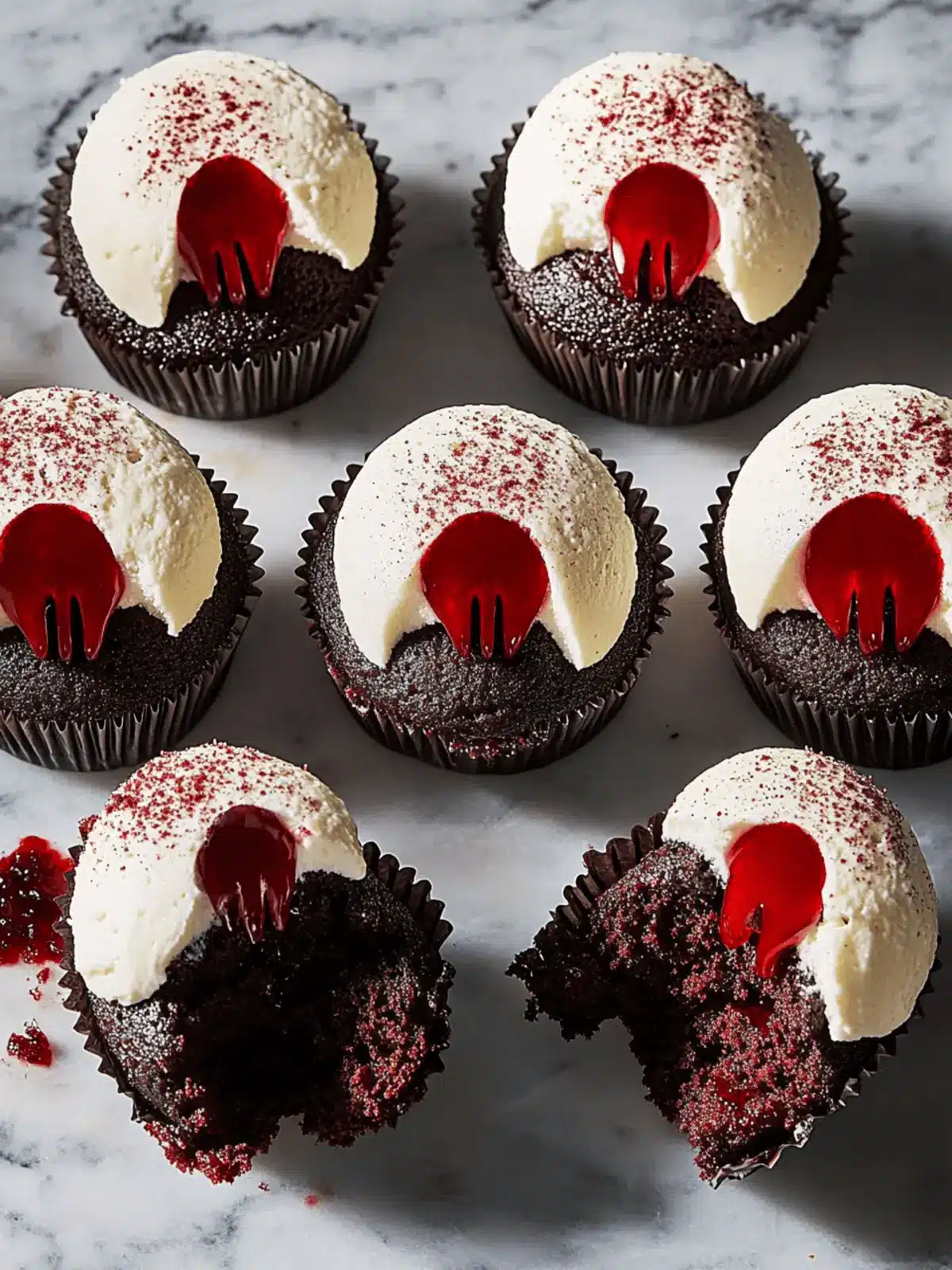 Vampire Cupcakes with Strawberry Filling for Spooktacular Fun 3 Vampire Cupcakes