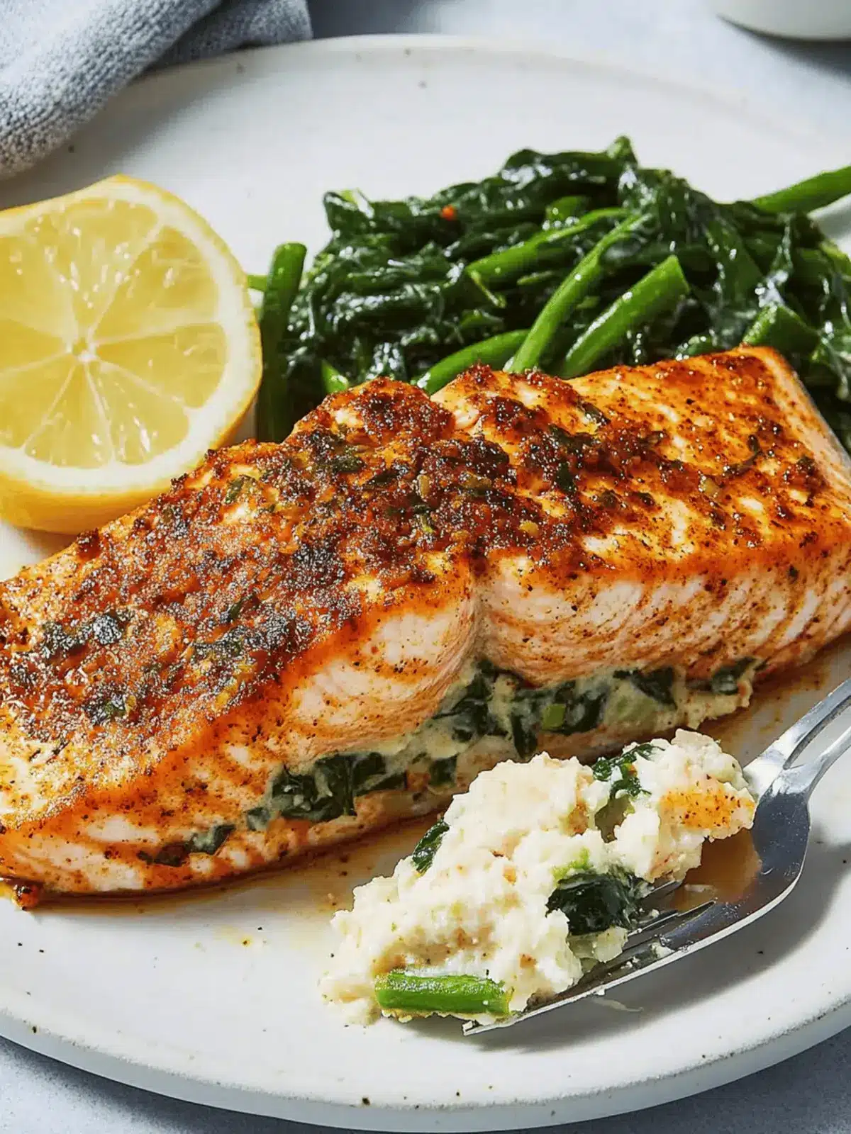 Creamy Cajun Stuffed Salmon