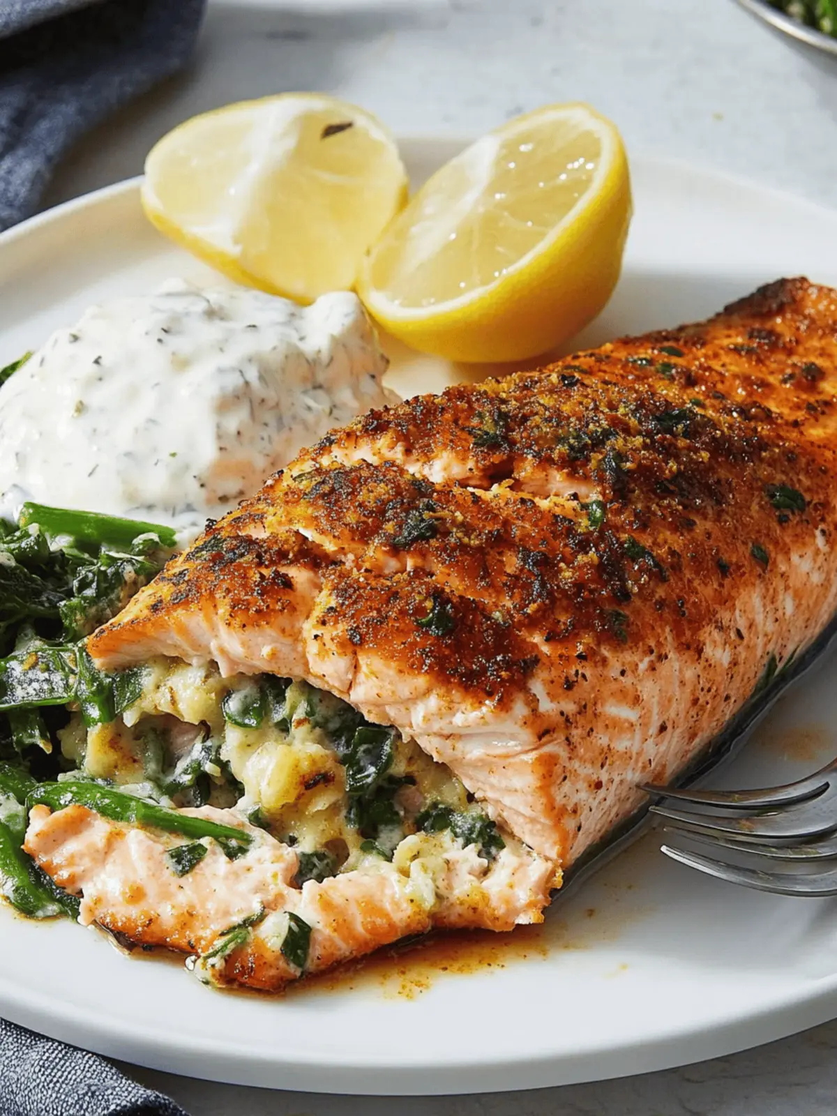 Creamy Cajun Stuffed Salmon