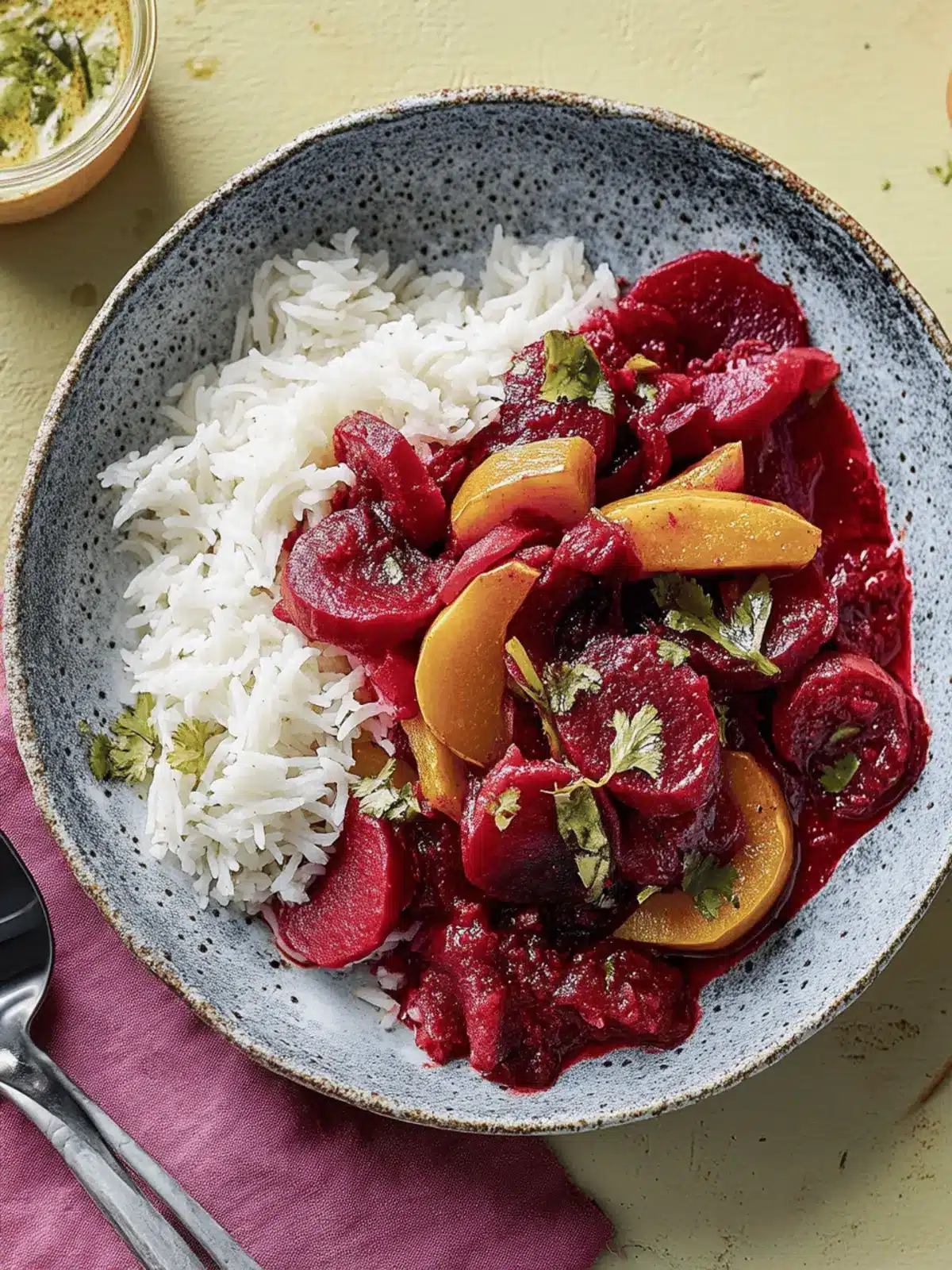Beetroot and squash curry