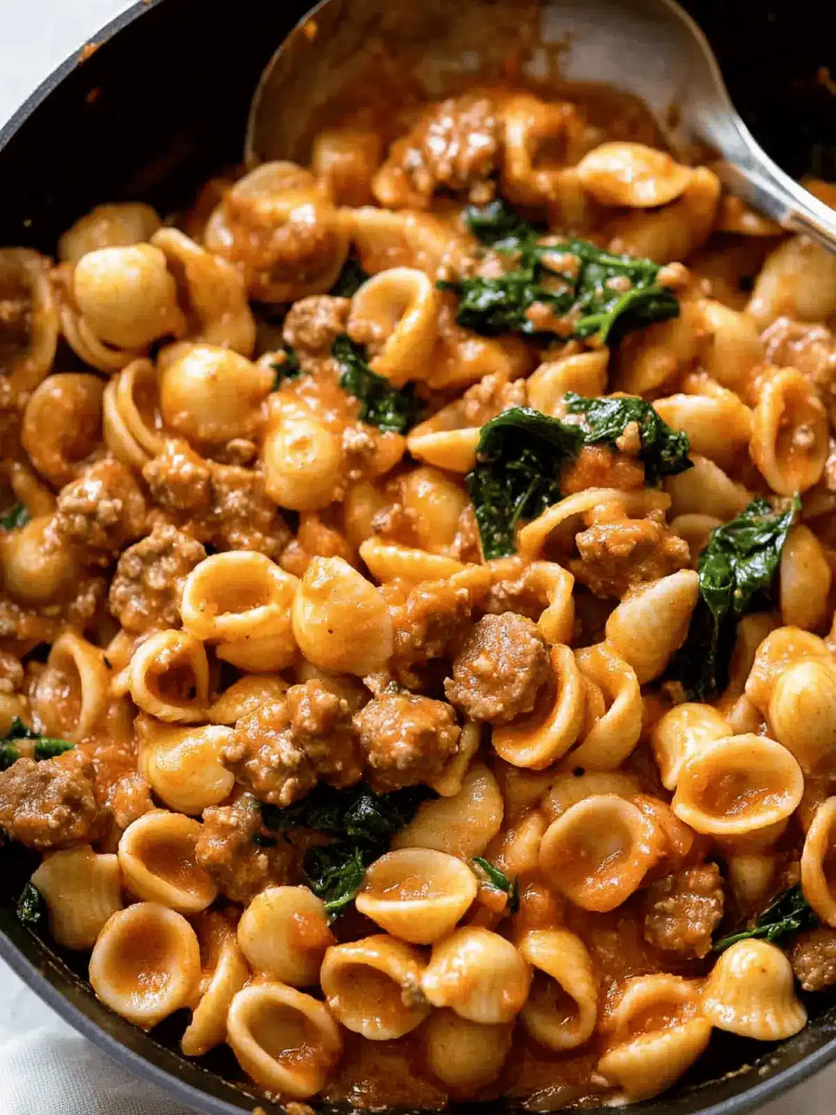 Orecchiette Sausage Pasta in creamy tomato sauce