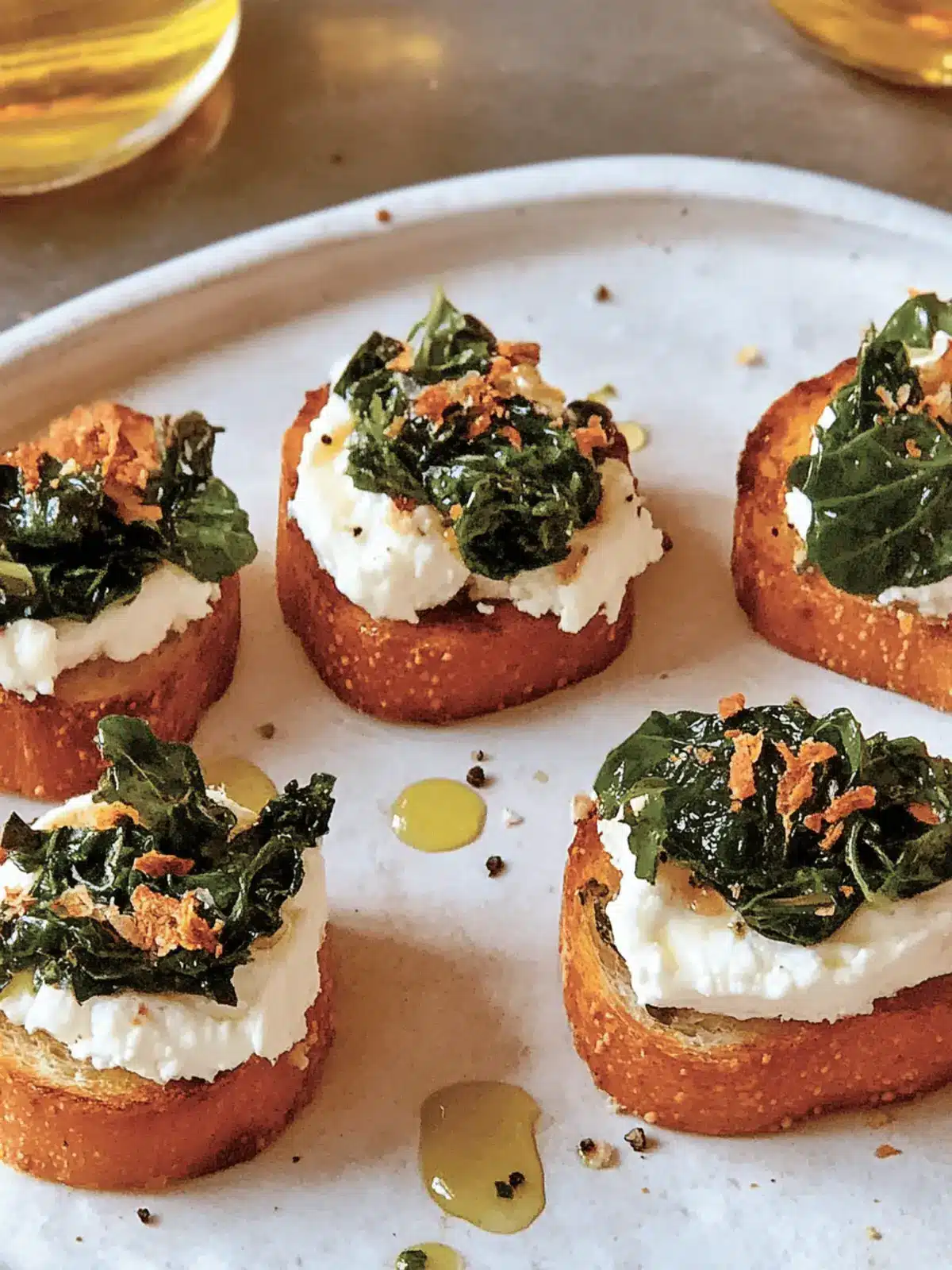 Melt-in-Your-Mouth Broiled Goat Cheese Toasts with Marinated Greens 2 Broiled Goat Cheese Toasts With Marinated Greens