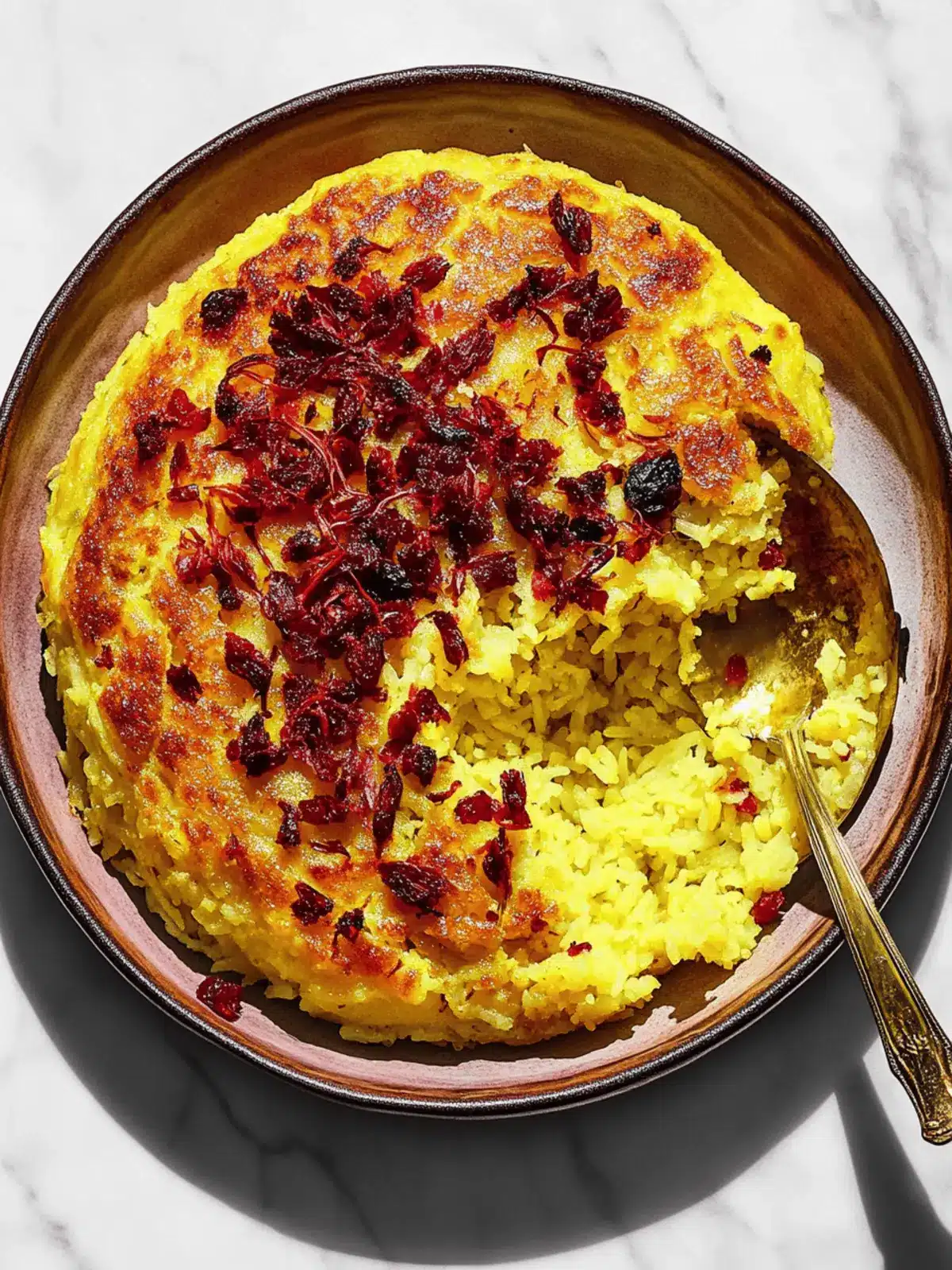 Crunchy Baked Saffron Rice with Barberries: A Tasty Twist 4 Crunchy Baked Saffron Rice With Barberries (Tachin)