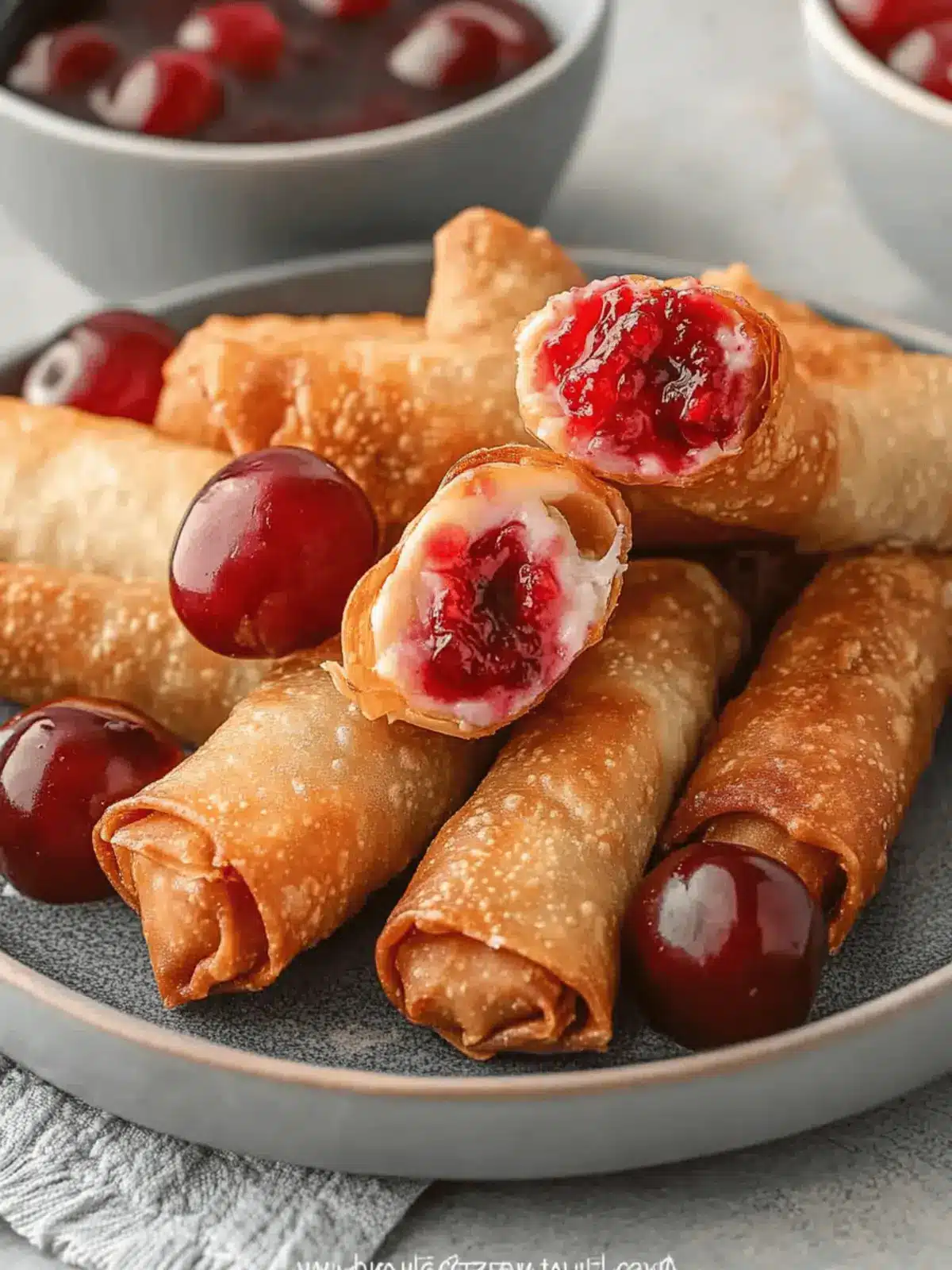 Cherry Cheesecake Egg Rolls