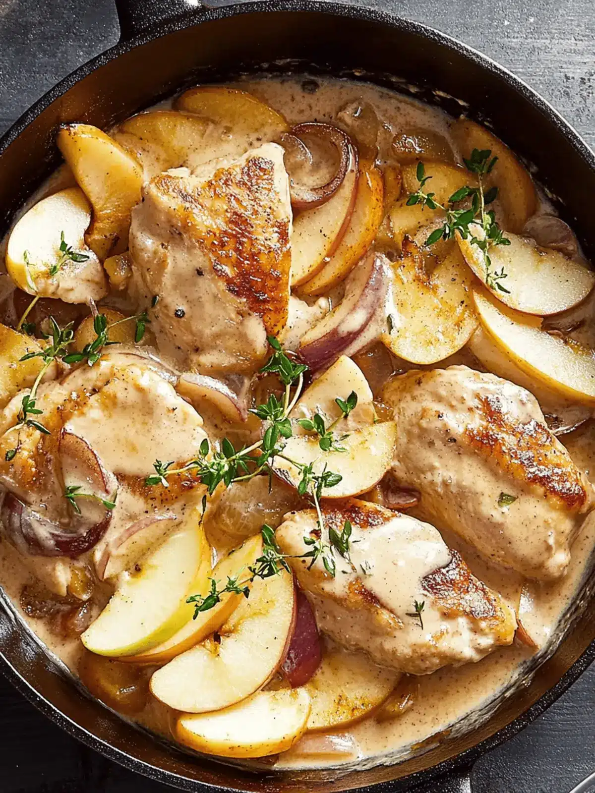 Creamy Apple Bourbon Chicken Skillet