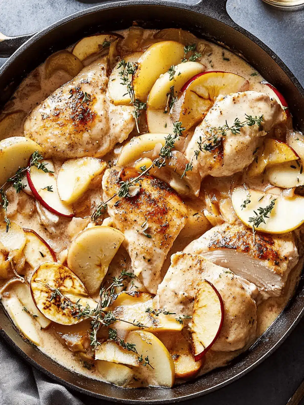 Creamy Apple Bourbon Chicken Skillet