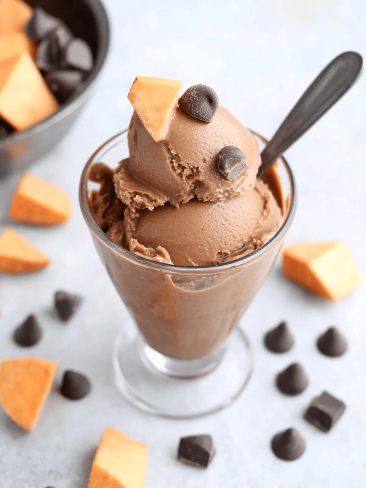 No Churn Chocolate Sweetpotato Ice Cream