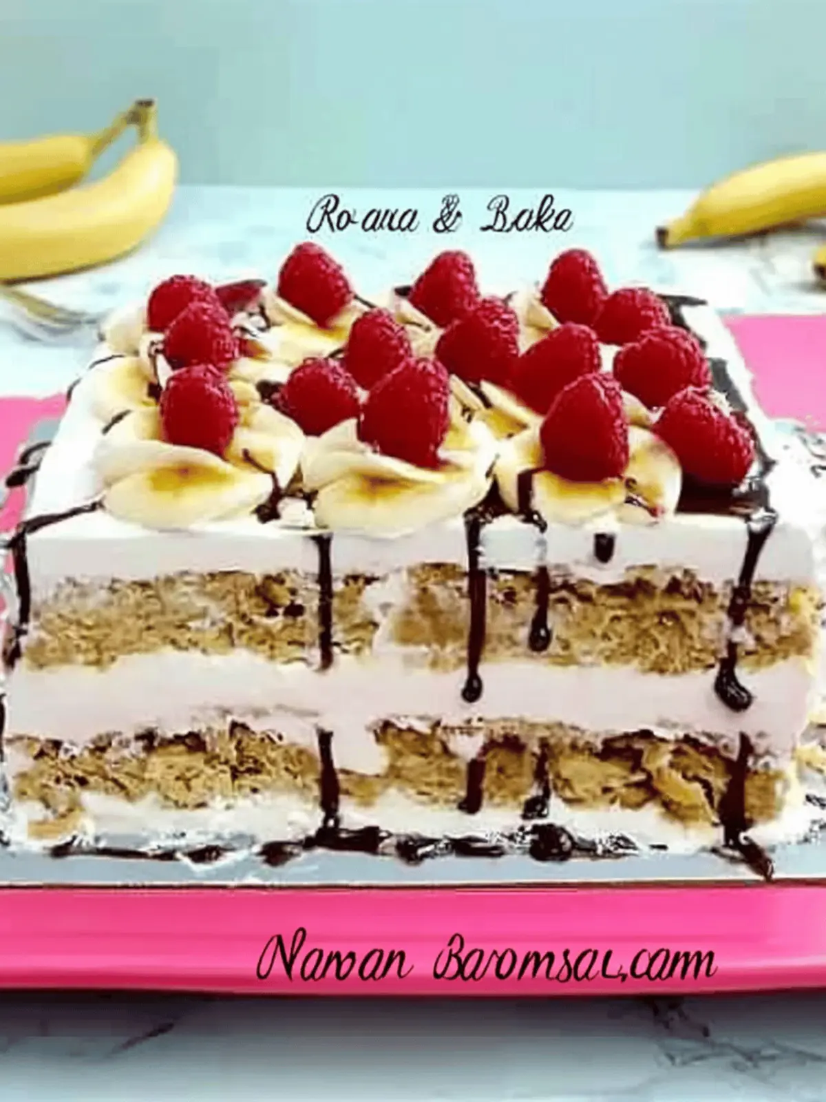 No Bake Banana Split Icebox Cake