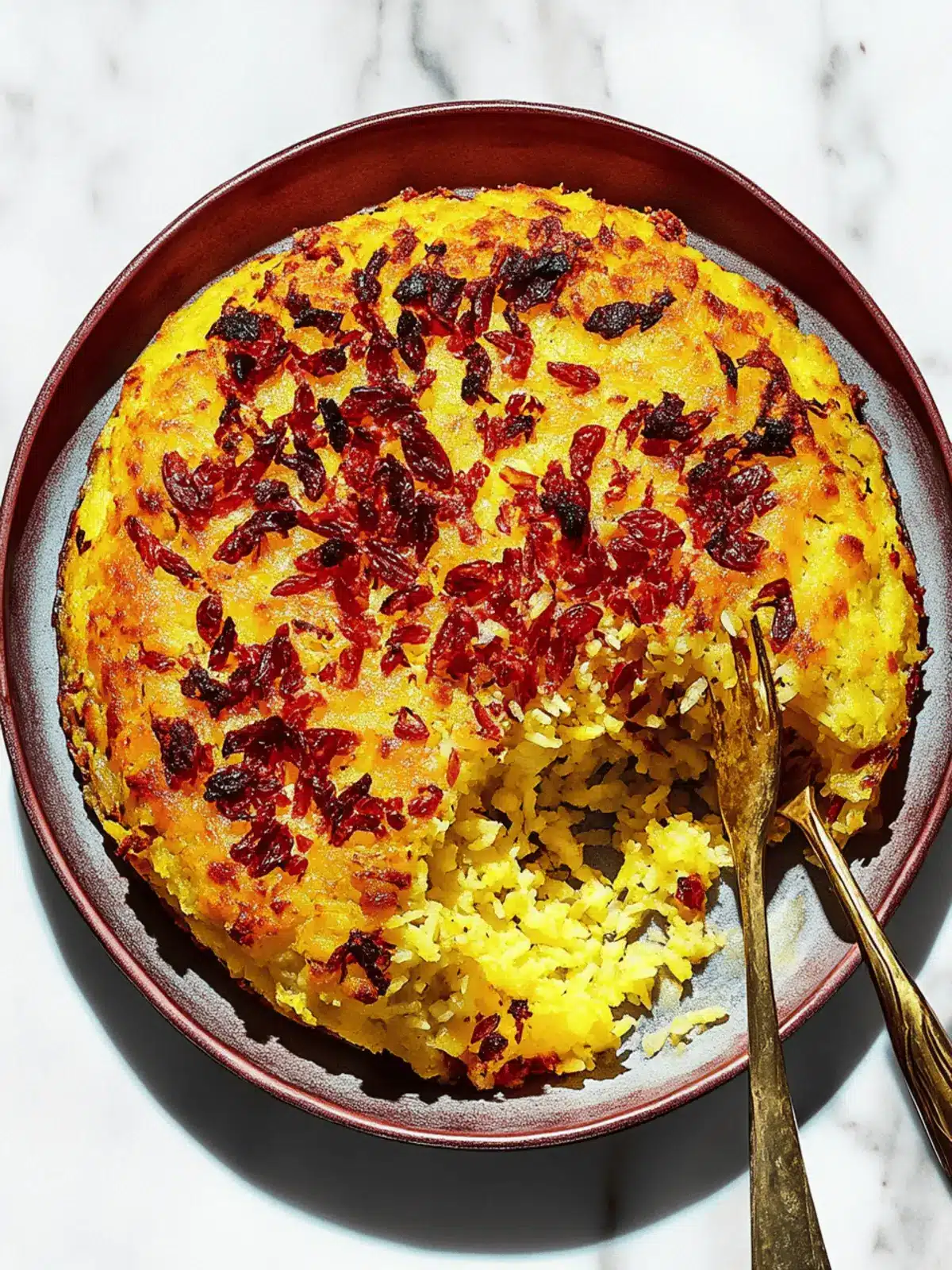 Crunchy Baked Saffron Rice with Barberries: A Tasty Twist 3 Crunchy Baked Saffron Rice With Barberries (Tachin)