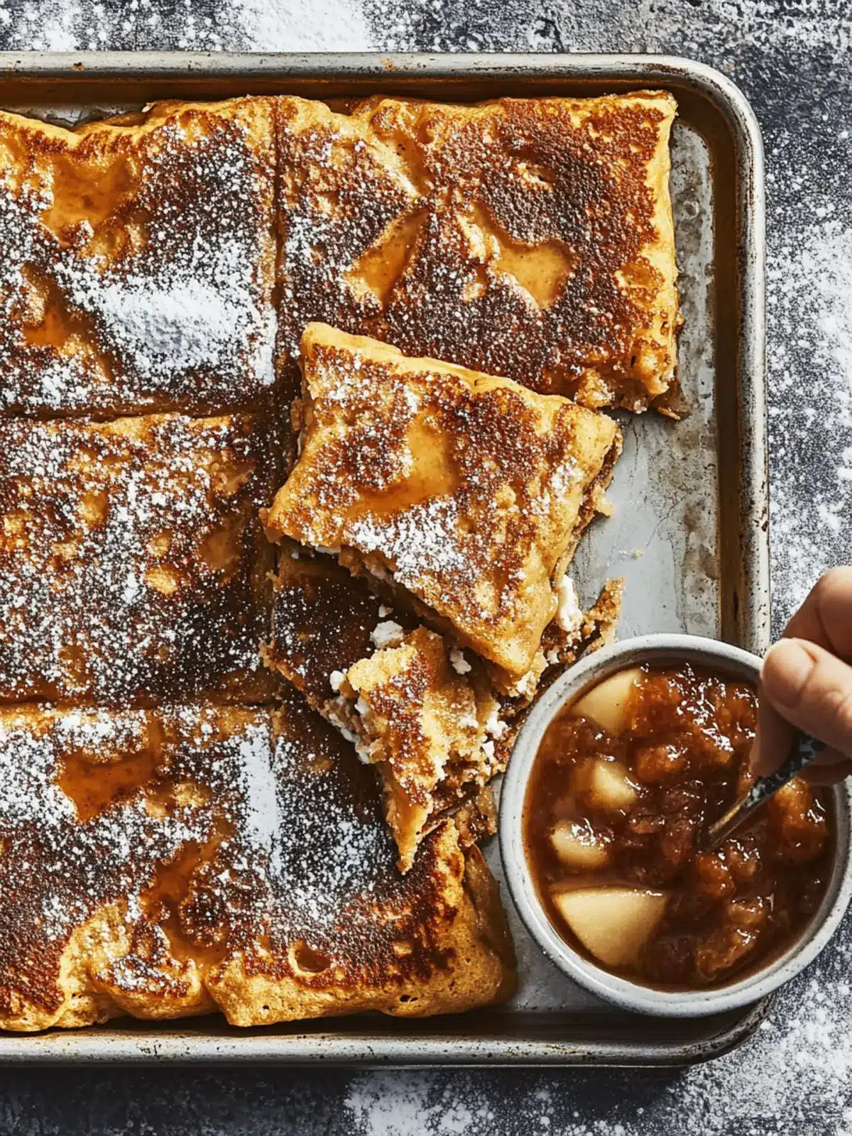 Sheet-Pan Cider-Ricotta Pancakes With Pear Compote