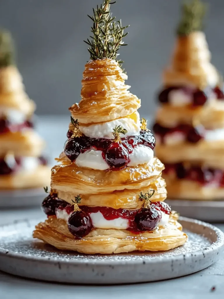 Puff Pastry Trees with Burrata & Cranberry Glaze