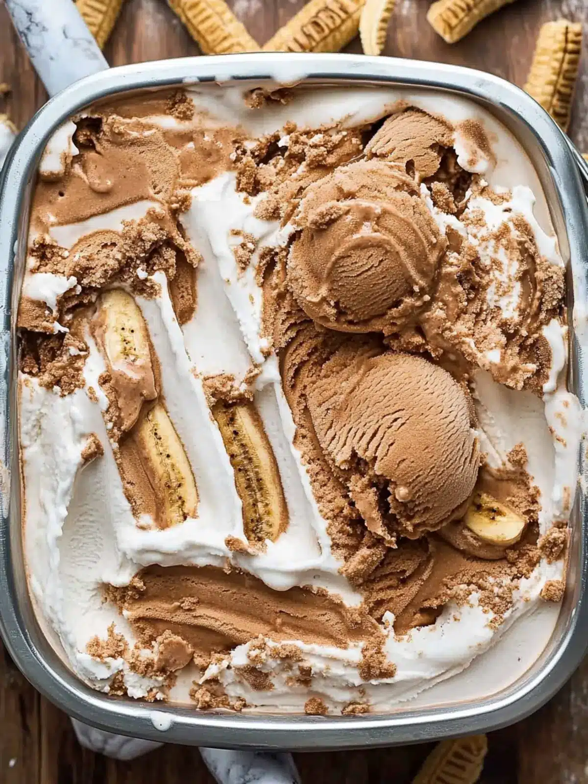 No Churn Biscoff Banana Ice Cream