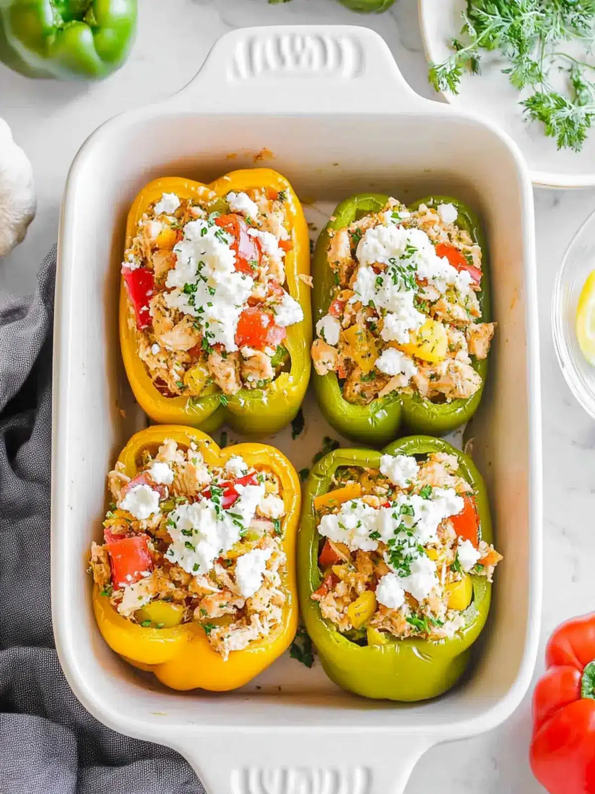Greek Chicken Stuffed Peppers