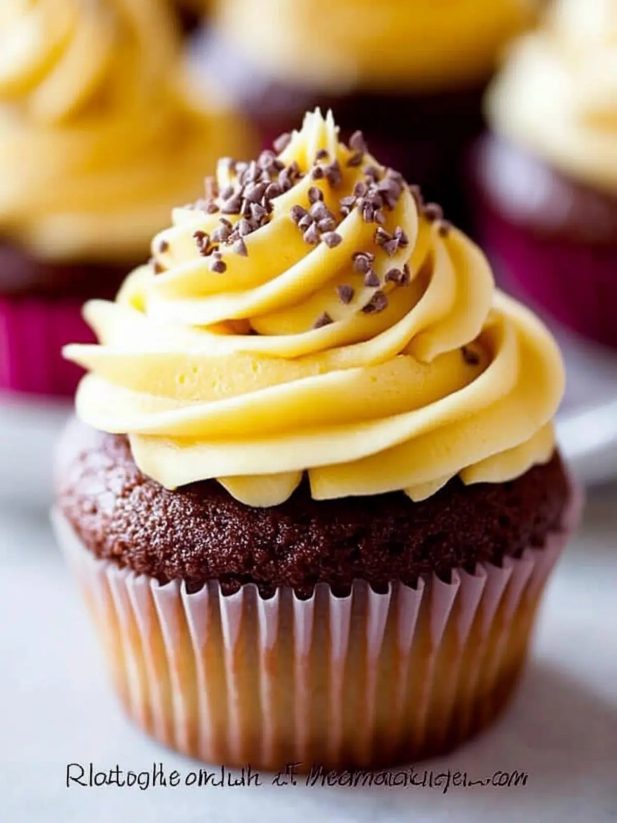 Yellow Cupcakes with Milk Chocolate Frosting