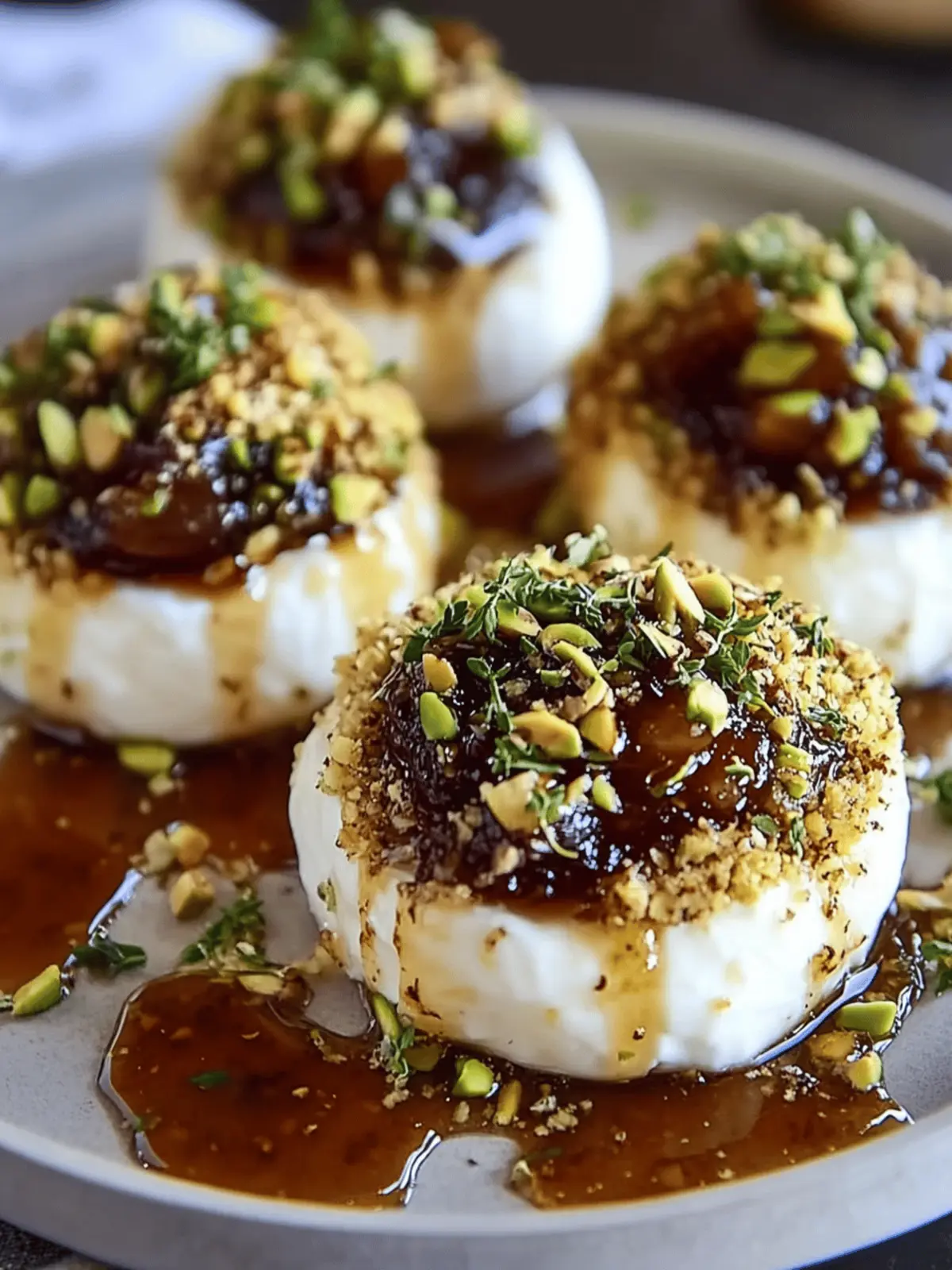 Pistachio-Crusted Brie Rounds with Fig Jam Glaze